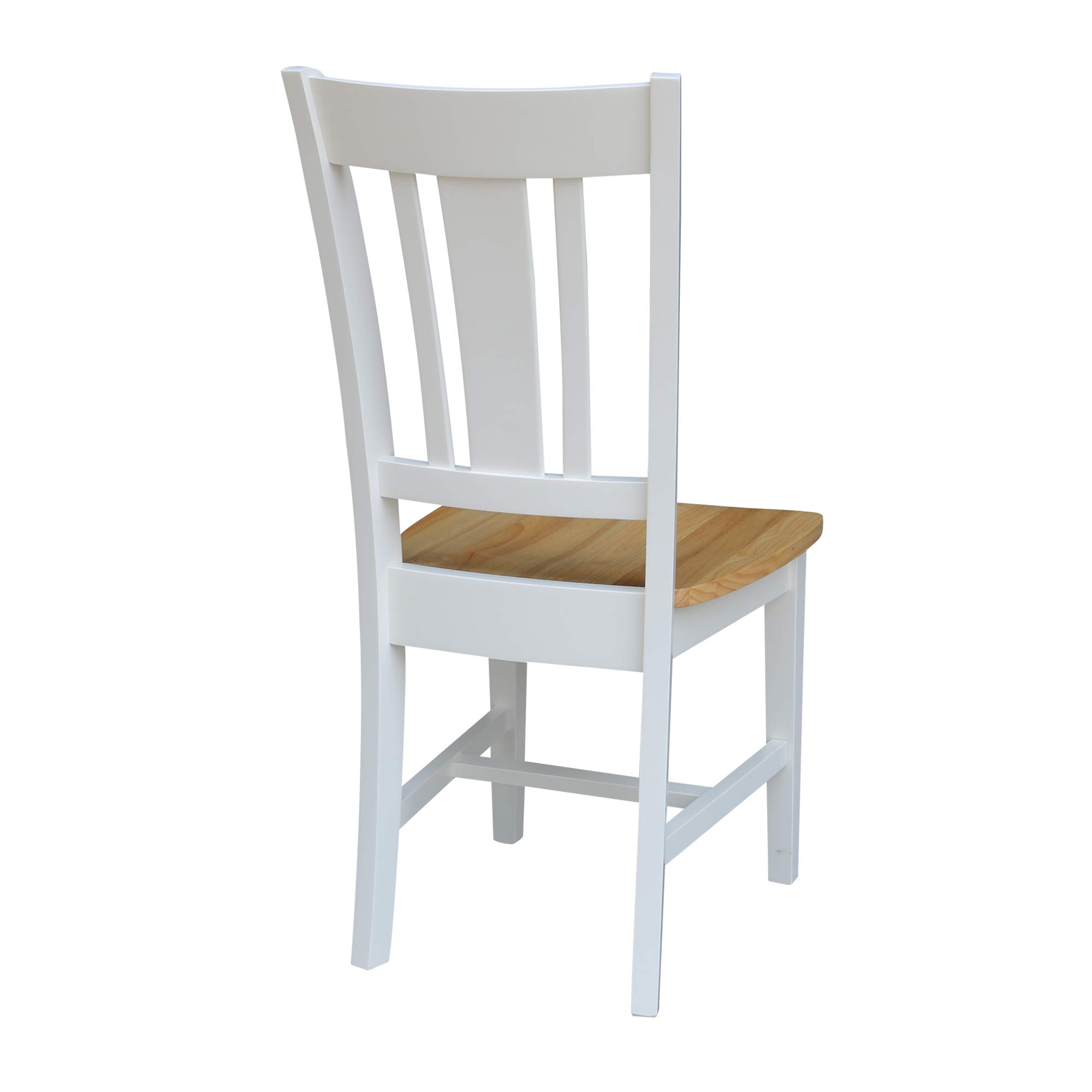 IC International Concepts Solid Wood San Remo Splatback Dining Chairs, Set of 2 - White/Natural Finish for Kitchen, Dining Room, or Breakfast Nook