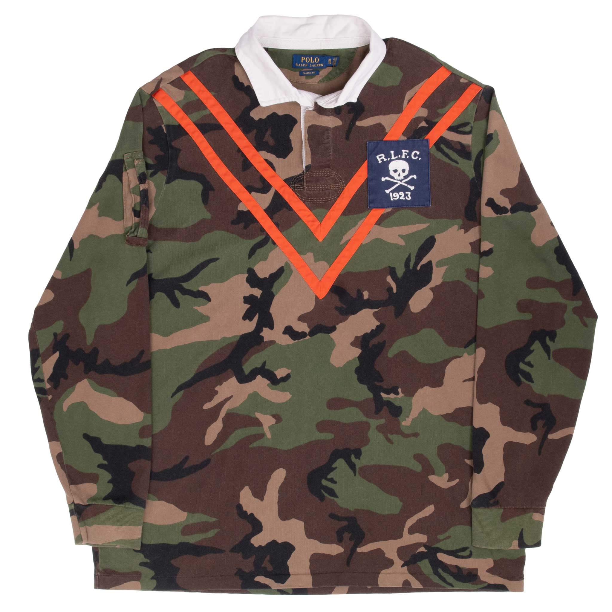 POLO RALPH LAUREN RLFC Camo Rugby Polo Shirt for Men - Size XL - Comfortable Casual Wear for Golf, Work & Outdoor Activities
