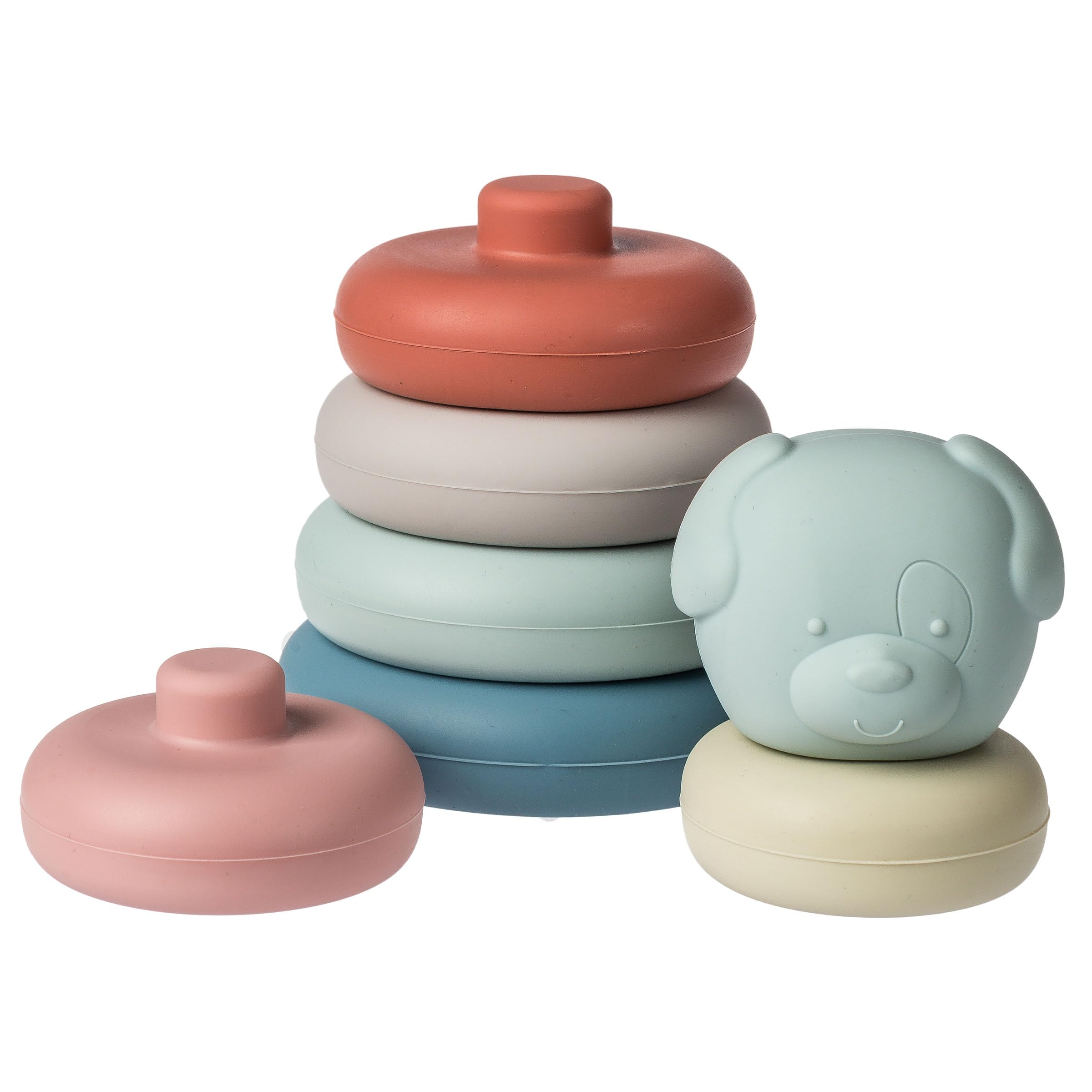 Mary Meyer Simply Silicone Stacking Rings for Babies & Toddlers 6+ Months - 6-Inch Puppy Design, Safe & Soft Preschool Learning Toy for Fine Motor Skills - Perfect for Playtime, Daycare & Baby Shower Gifts