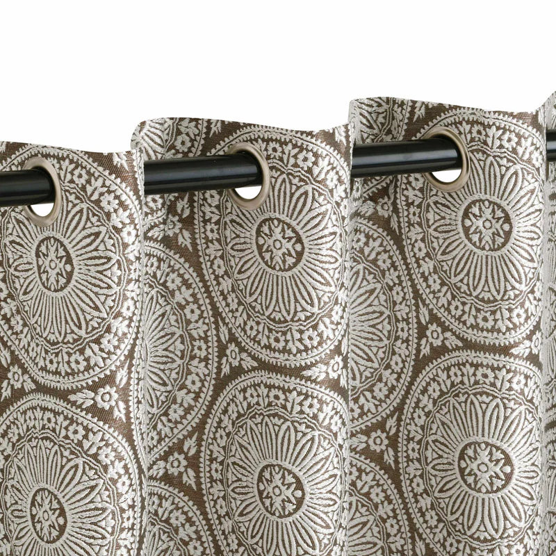 Eminence Jacquard Geometric Floral Mandala Curtain Panel Set of 2 - Luxury Window Treatments for Living Room, Bedroom & Home Decor