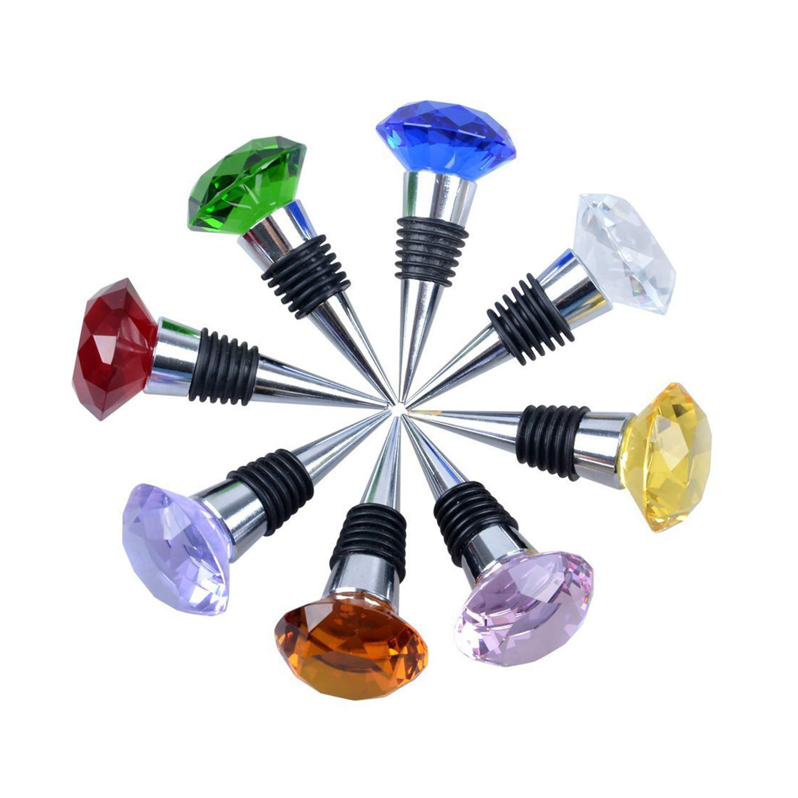 1 Pc Crystal Diamond Top Metal Leakproof Wine Stopper - Reusable Bottle Cork Plug for Wine, Champagne & Beverage Bottles - Elegant Pink Wine Accessory for Parties, Gifts & Home Bar Decor