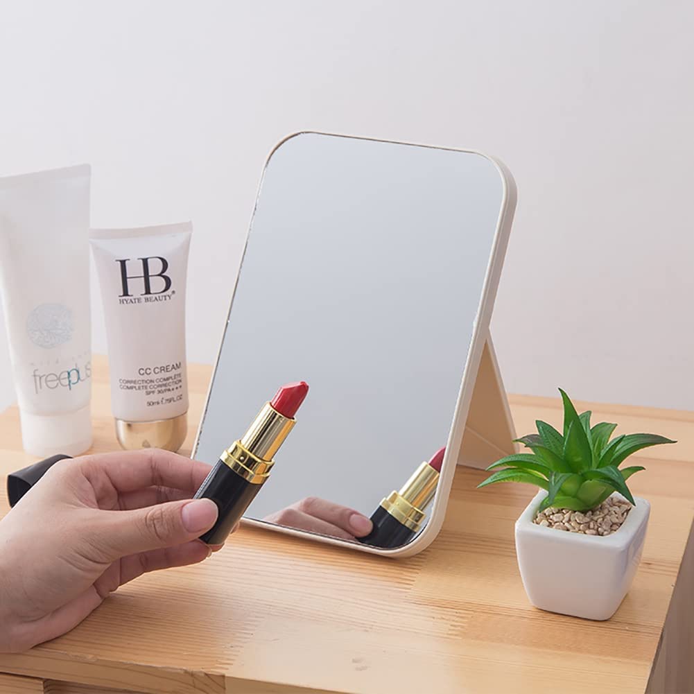 WE-CEF Portable Folding Vanity Makeup Mirror with Stand - Adjustable Desktop Cosmetic Mirror for Women, Light Pink - Perfect for Home, Travel & Salon Use