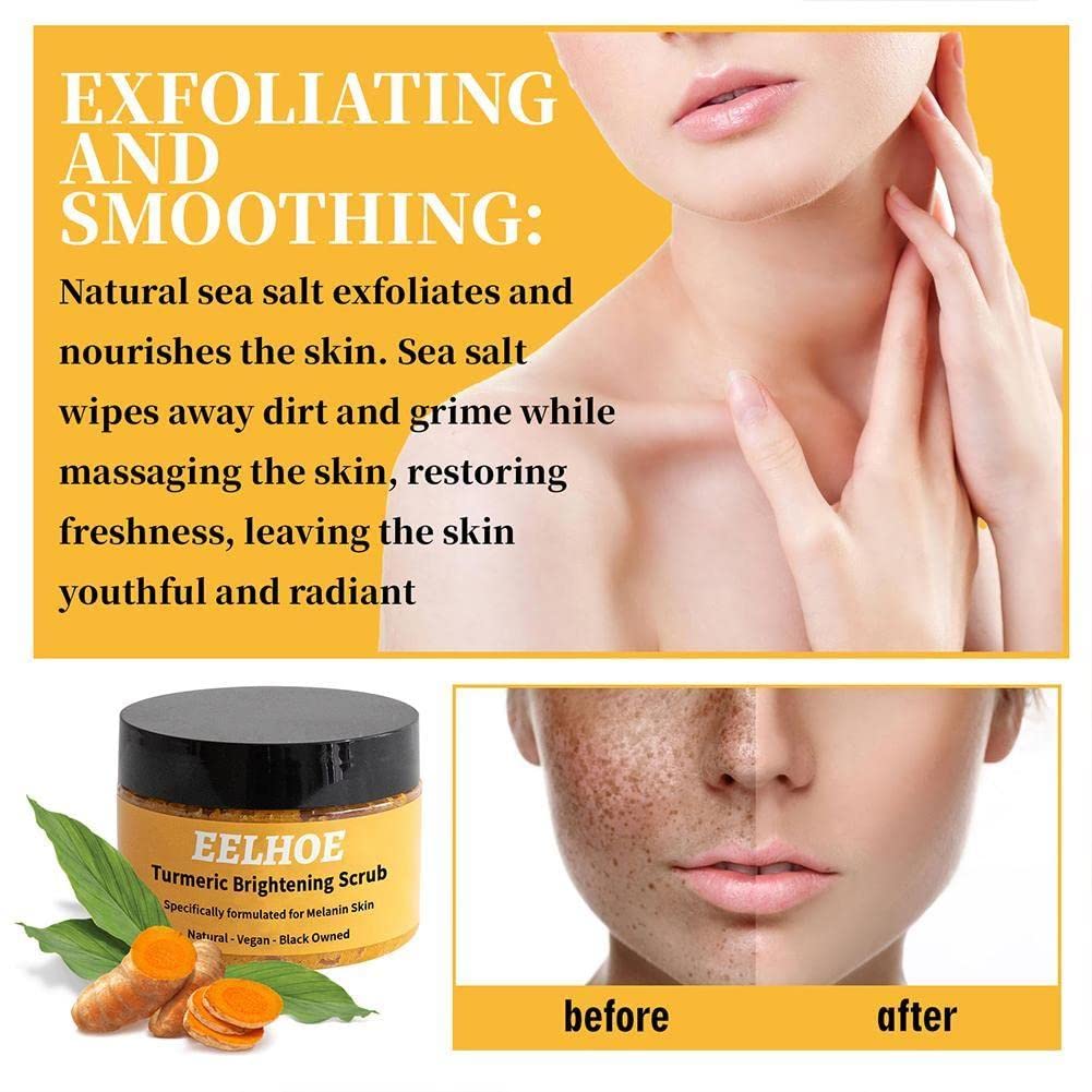 100g Turmeric Body Scrub - Exfoliating & Brightening Skin Treatment for Dark Spots & Melanin - Moisturizing & Skin Clearing Formula - Wholesale Bulk - Perfect for Spa, Home Skincare & Gift Sets