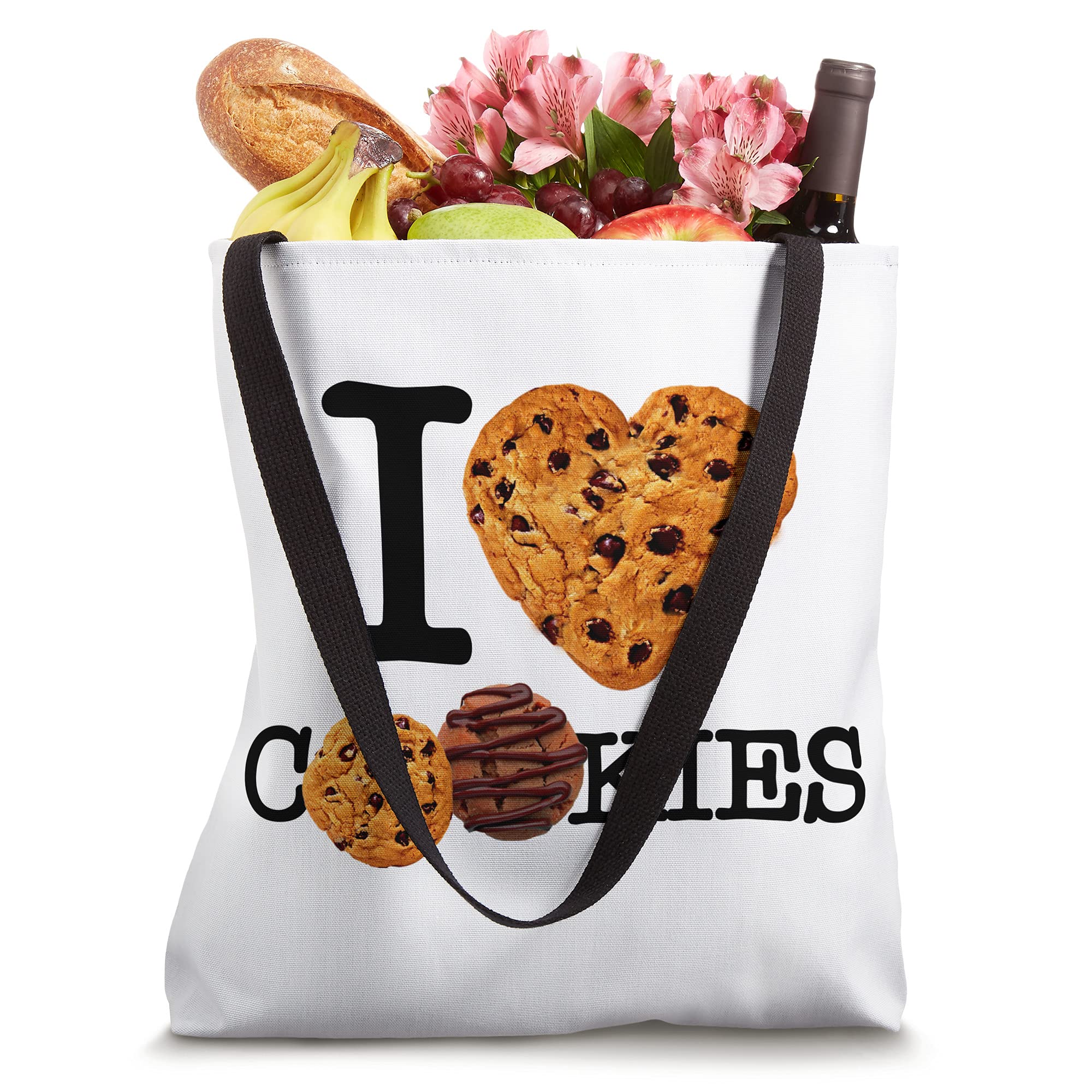 I Love Cookies Gift Tote Bag - Reusable Grocery Shopping Bag for Baking Enthusiasts, Cookie Lovers & Gift Giving - Perfect for Farmers Markets, Parties & Holiday Presents