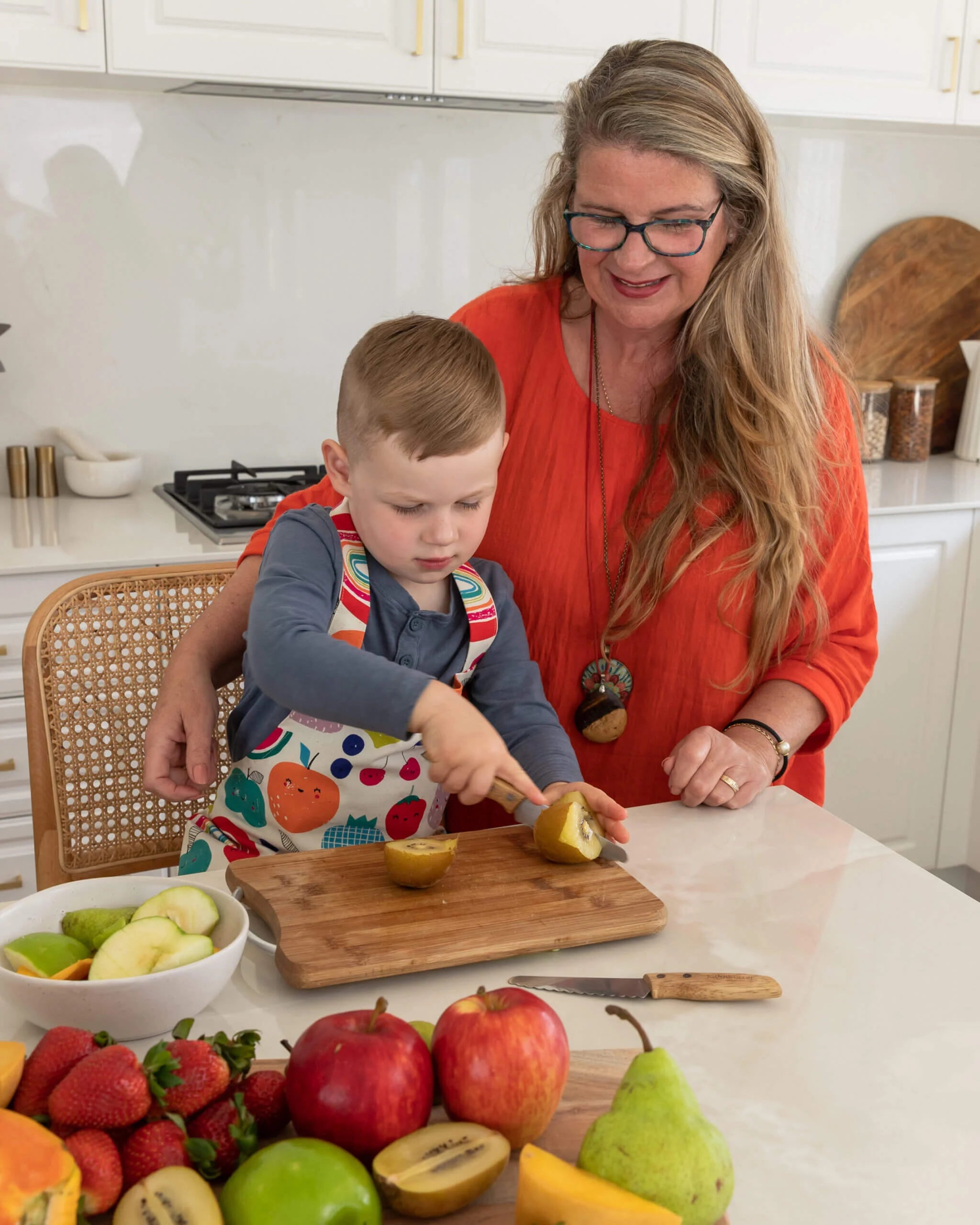 Kiddikutter Child Safe Knife with Wooden Handle - Safe First Knife for Kids Learning to Cook - Perfect for Cutting Fruits, Vegetables & Baking Activities