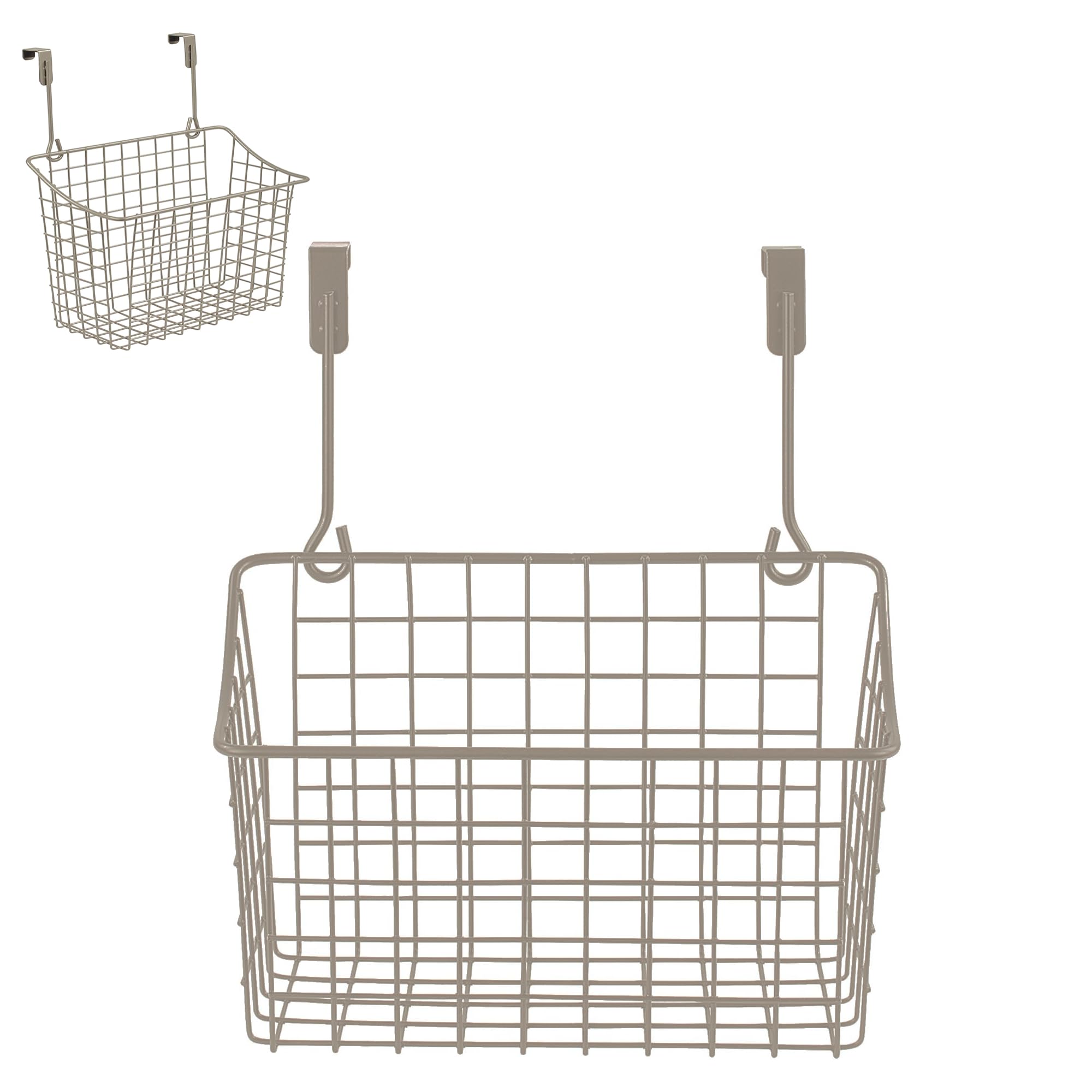 Industrial Gray Small Spectrum Hanging Baskets - Over Cabinet Wire Storage Organizer for Kitchen & Bathroom - Perfect for Cleaning Supplies, Washcloths & Towels | Space-Saving Solution for Home Organization & Clutter Control