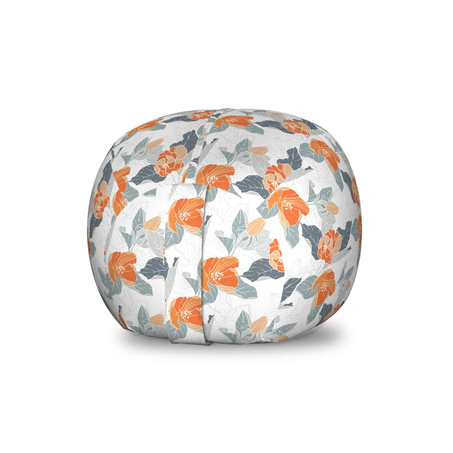 Ambesonne Floral Toy Storage Bag Chair - Victorian Garden Apple Blossom Design, Washable Stuffed Animal Organizer for Kids Room, Small Size in Orange Purple Blue | Perfect for Nursery, Playroom & Bedroom Organization