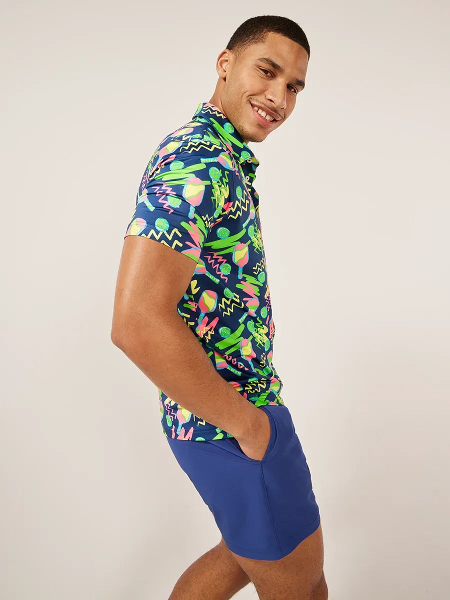 Chubbies The Backhand Winner Performance Polo Shirt for Men - Moisture-Wicking & Breathable Golf Tennis Activewear - Navy Blue