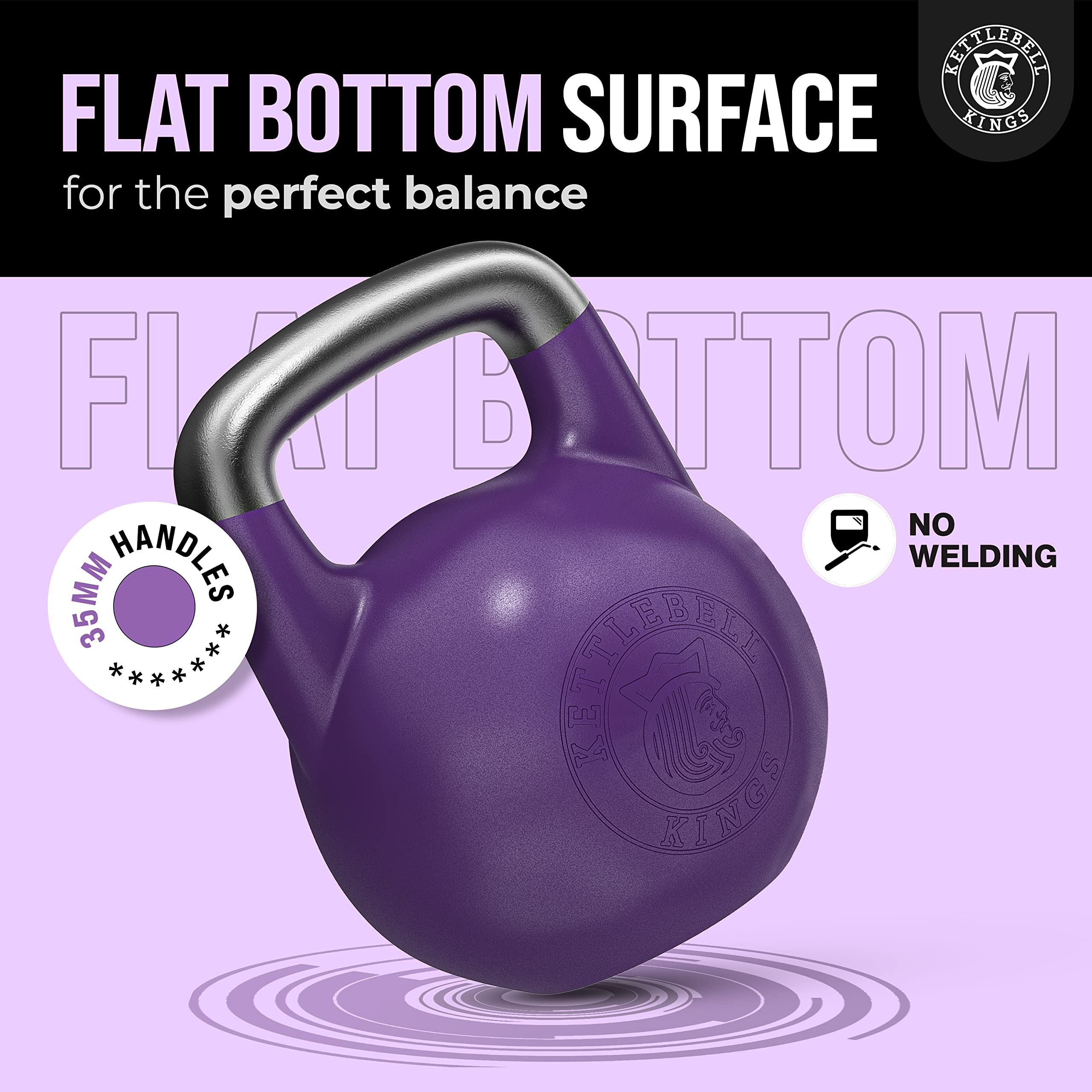 Kettlebell Kings Competition Kettlebells 8-48kg (35mm Handle) - Premium Cast Iron Weight for Strength Training & CrossFit | Home Gym Equipment for Men & Women | Ideal for HIIT, Functional Fitness & High Repetition Workouts