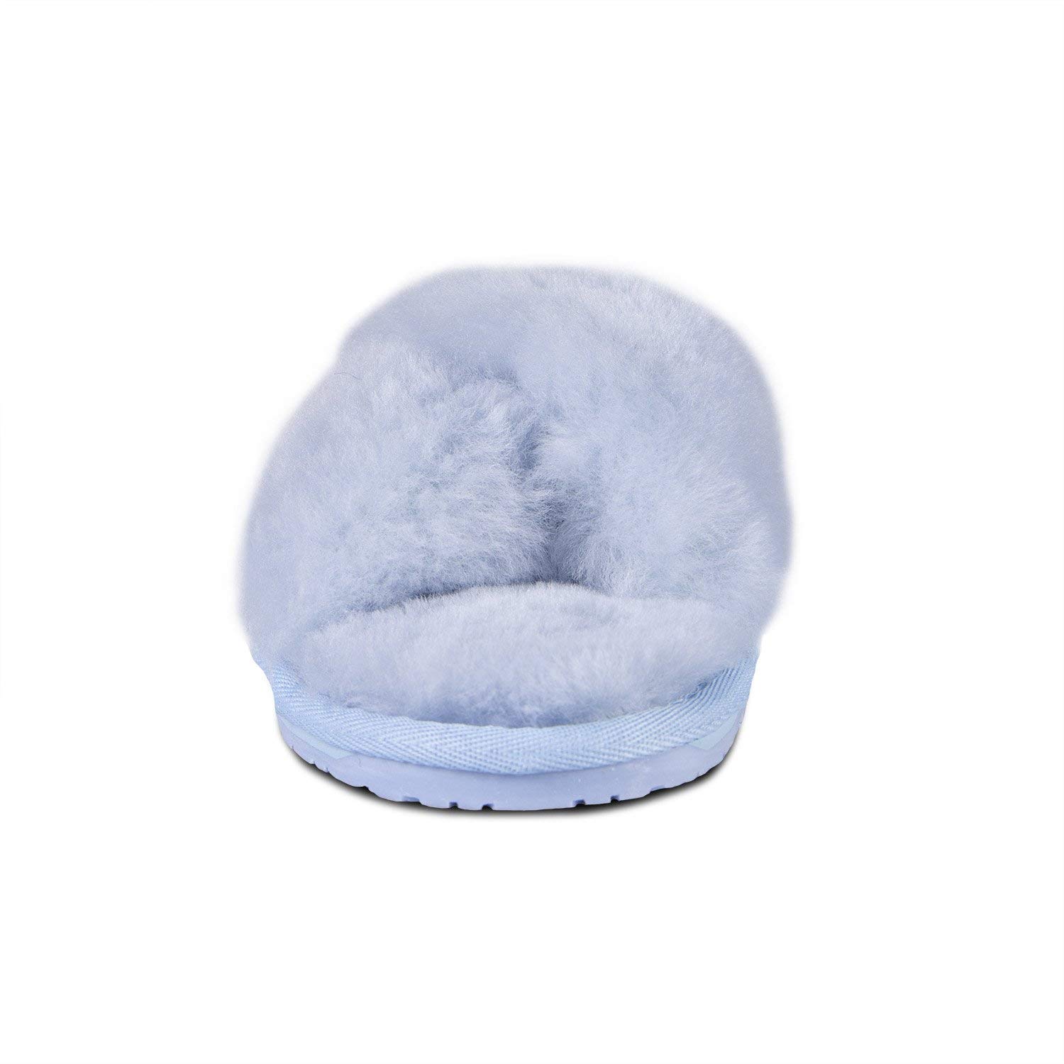 Cloud Nine Women's Sheepskin Cross House Slippers - Ultra Soft Indoor/Outdoor Comfort for Relaxation at Home, Spa & Lounging