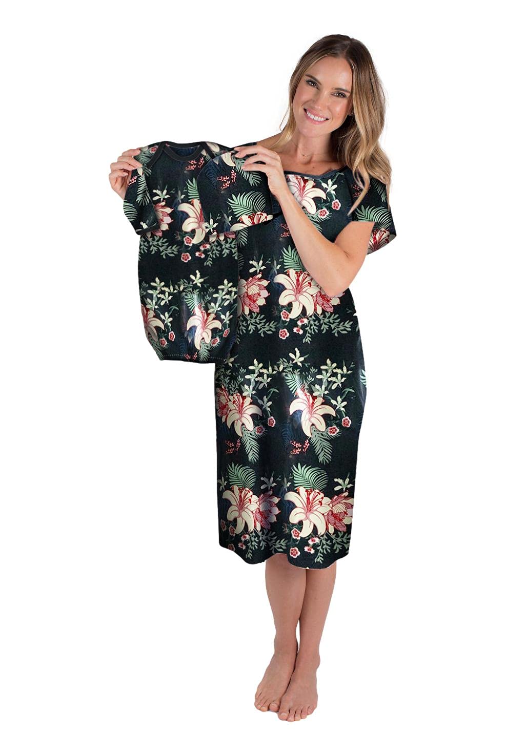 Baby Be Mine Mommy & Baby Matching Labor & Delivery Maternity Hospital Gown Set | Comfortable Nursing & Postpartum Wear | Essential for Hospital Bag & Newborn Photography