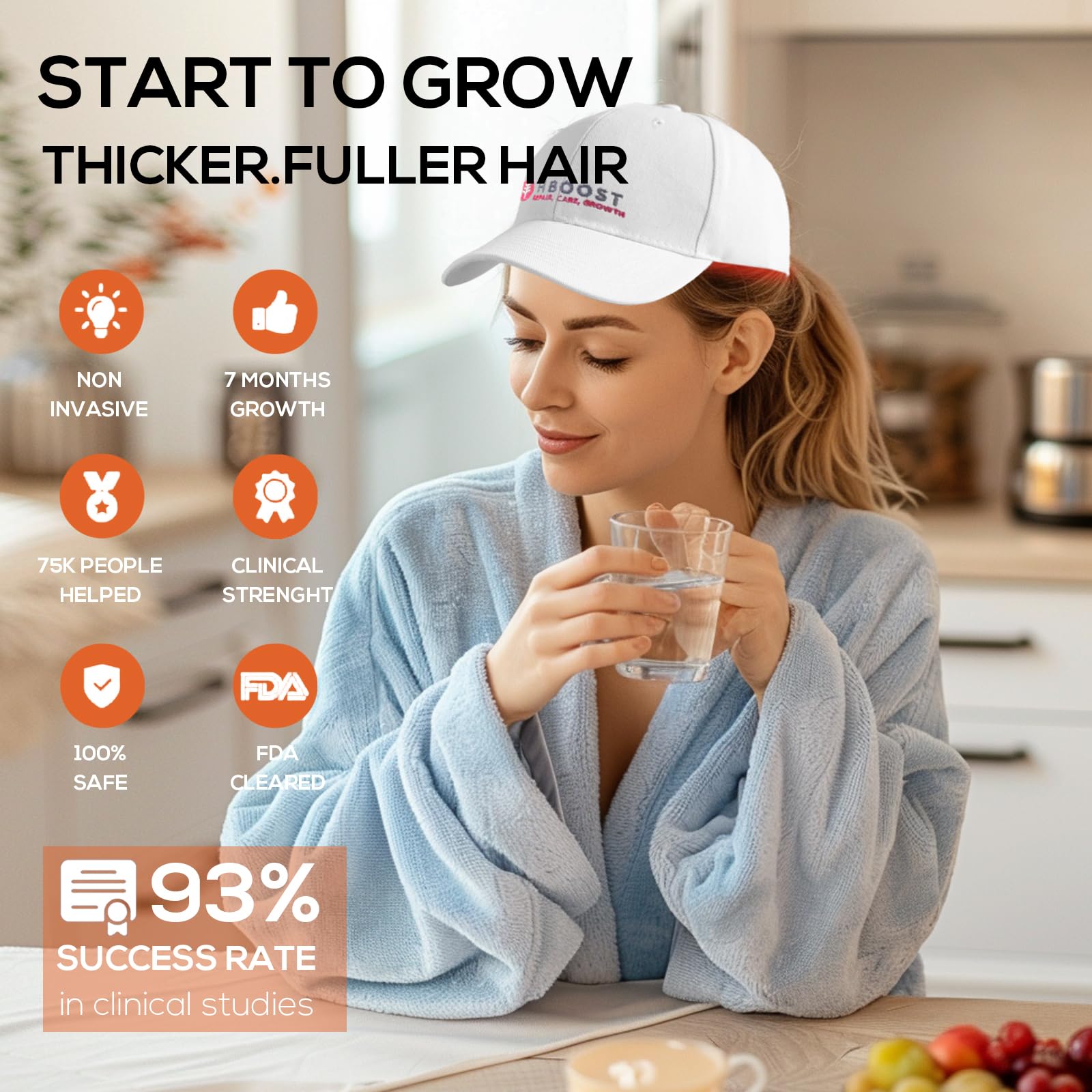 Laser Hair Growth Cap for Men & Women - FDA Cleared Red Light Therapy Cap for Hair Regrowth & Thinning Hair Treatment - Unisex Hair Loss Prevention Device for Home Use (Perfect for Daily Scalp Care & Hair Restoration)