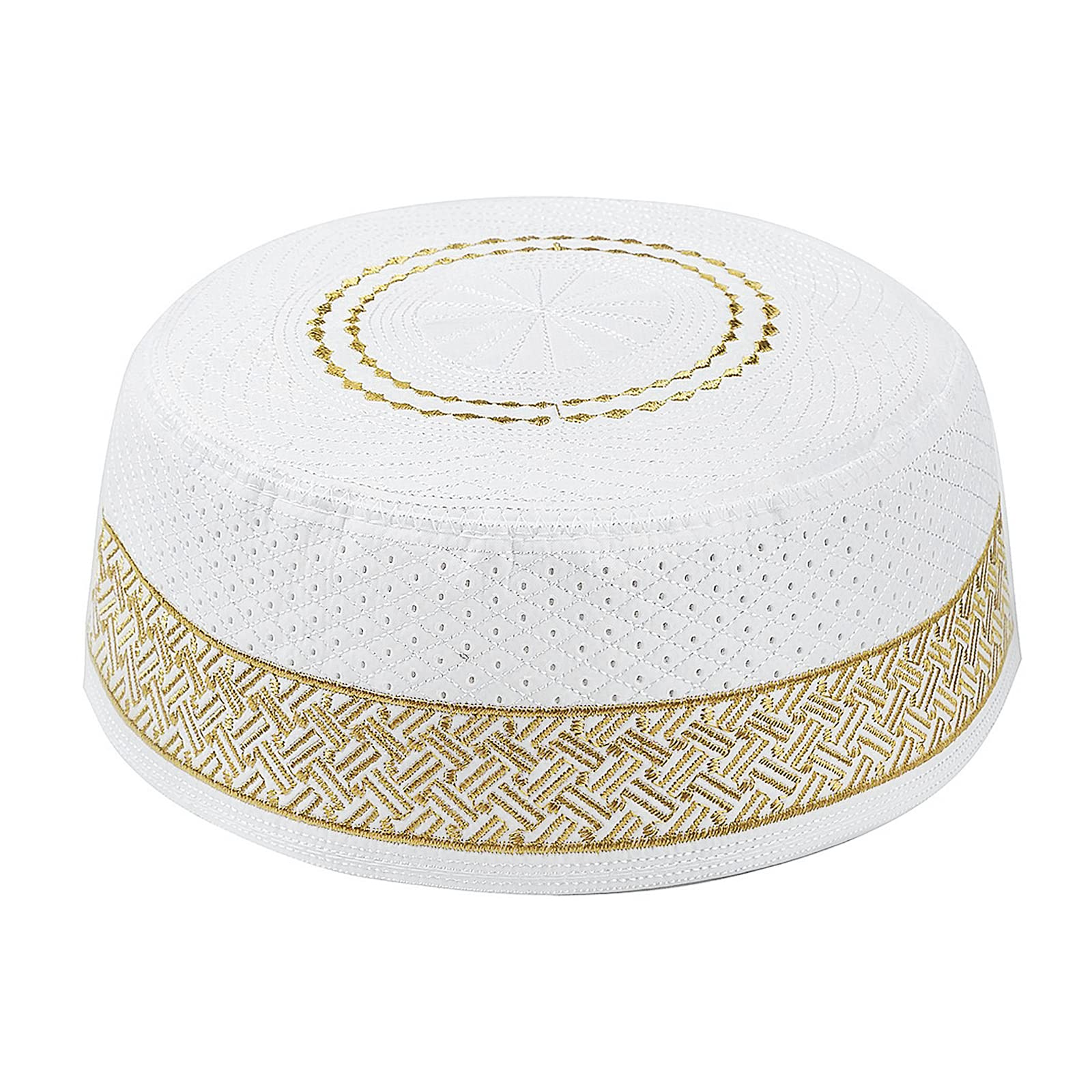Men's Muslim Prayer Kufi Hat - Embroidered Islamic Skull Cap for Men & Boys - Traditional Kufi Headwear for Salah, Eid & Daily Prayers - Perfect for Mosque, Home Worship & Islamic Events