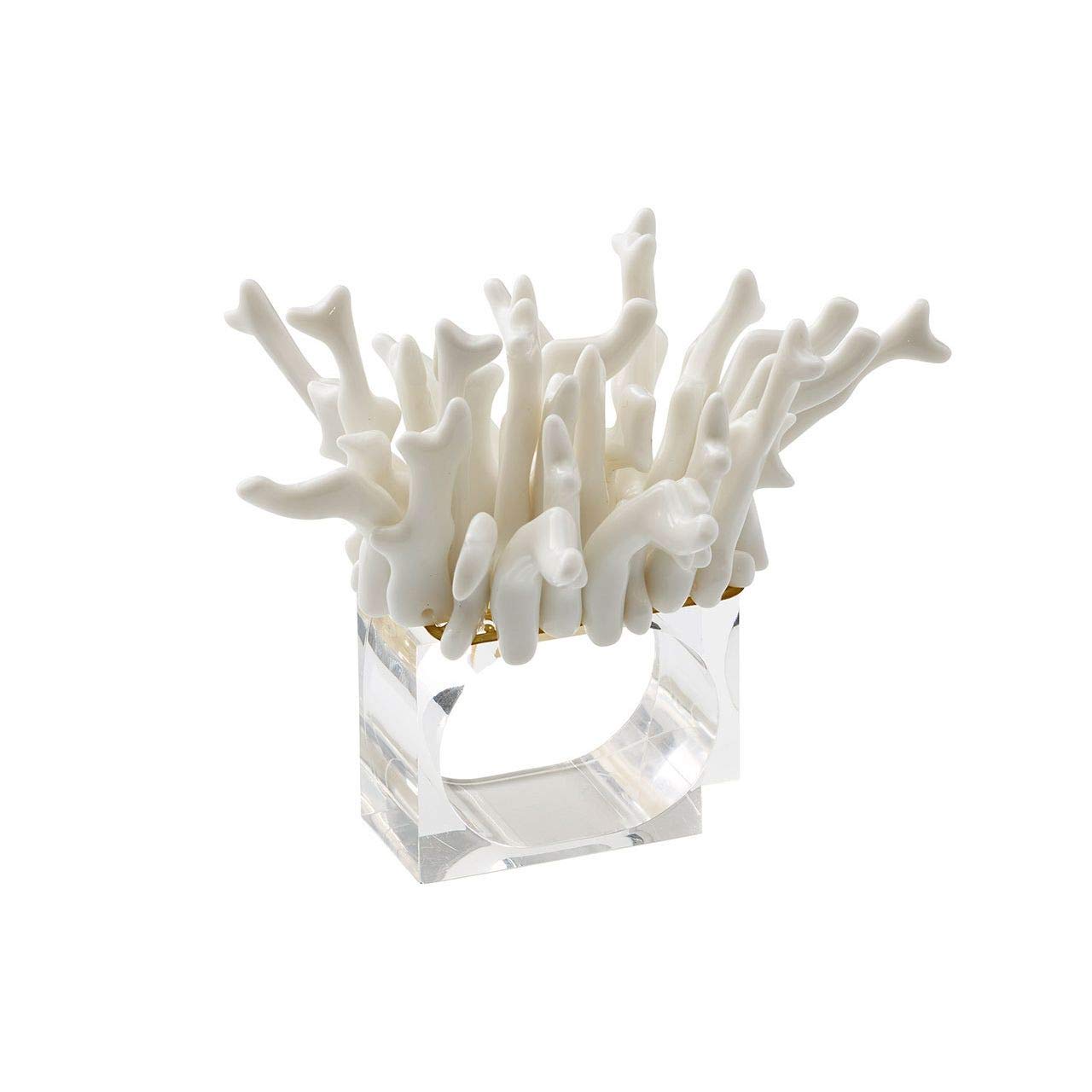 Kim Seybert Amalfi White Napkin Rings - Set of 4 Elegant Tableware Accessories for Fine Dining & Wedding Decor