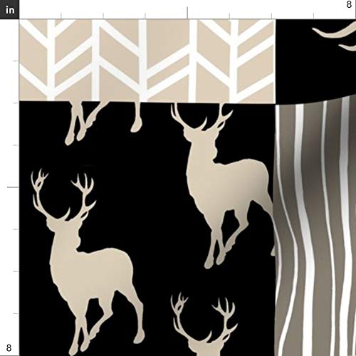 Premium Spoonflower Fabric - Midnight Woodland Neutrals Black Tan Brown Elk Arrows Printed Soft Minky Fabric by The Yard for Sewing Baby Blankets, Quilt Backing, Plush Toys & Home Decor - Cozy Nursery & Bedroom Essentials