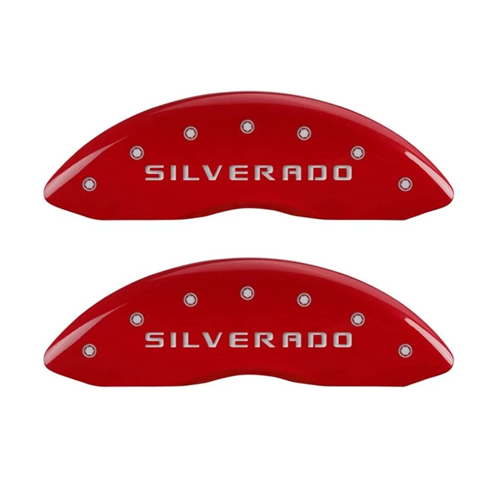 High-Performance MGP Brake Caliper Covers for 2014-2018 Chevrolet Silverado 1500 - Front & Rear Set in Vibrant Red - Enhances Vehicle Appearance & Protection - Perfect for Car Enthusiasts & Custom Builds