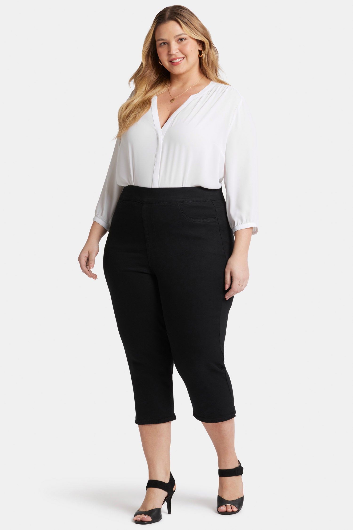 Dakota Crop Pull On Jeans for Women - Plus Size Overdye Black Stretch Denim Pants | Comfortable Casual Wear for Everyday Outfits & Work