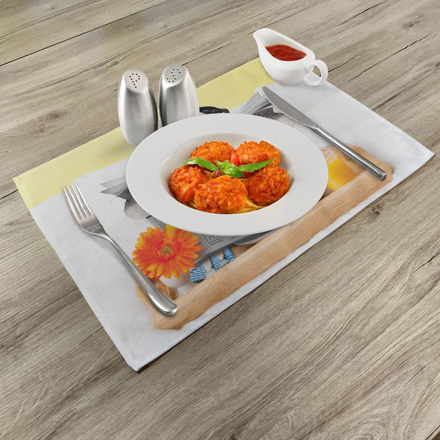 Ambesonne Pug Place Mats Set of 4 - Washable Fabric for Dining & Kitchen Decor - Perfect for Dog Lovers & Family Gatherings
