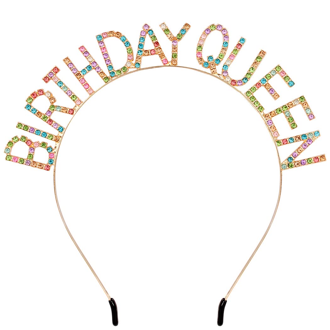 Gold & Colorful Rhinestone Birthday Crown for Women & Girls - Queen Tiara Headband, Princess Party Accessories | Perfect for Birthday Celebrations, Bachelorette Parties & Special Events