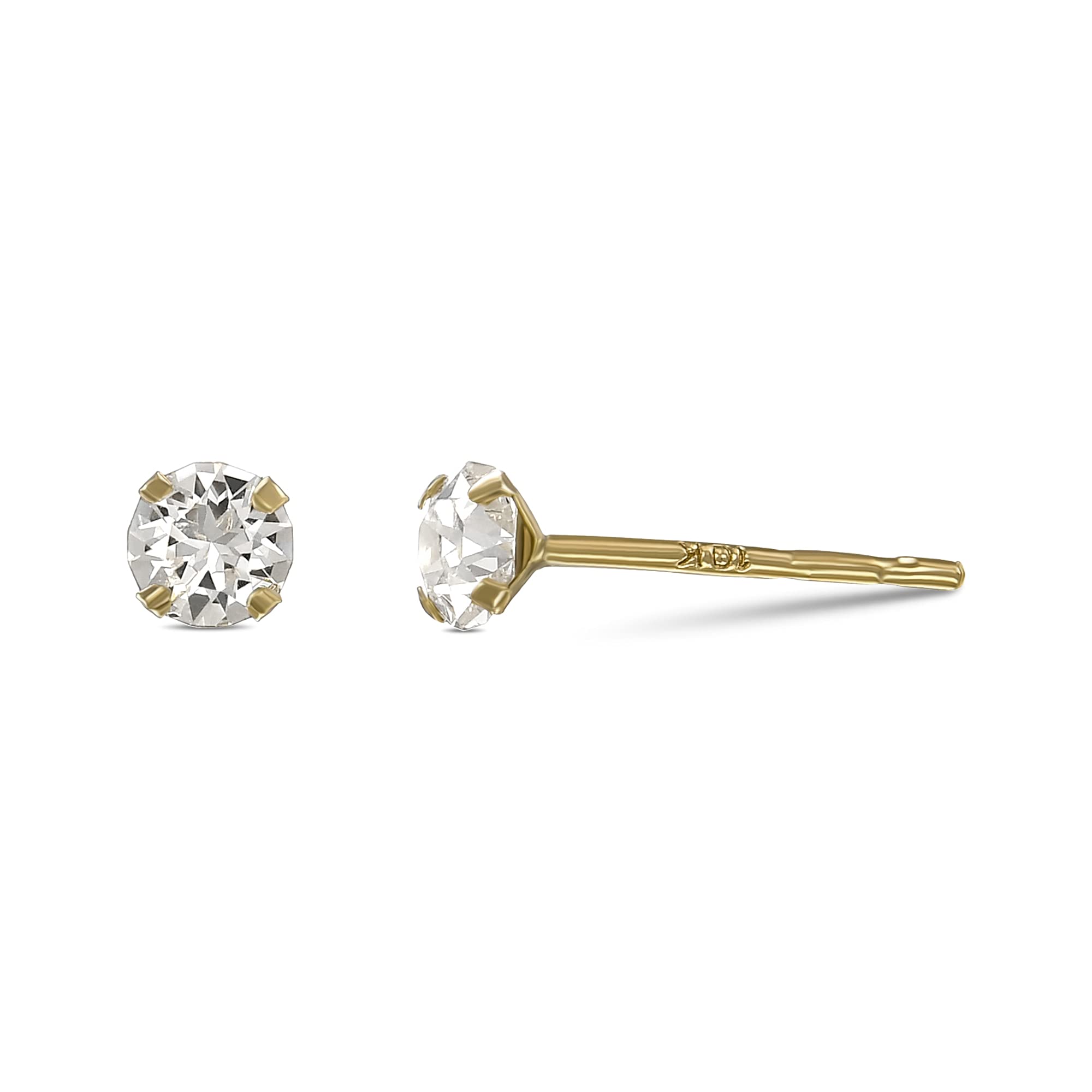 Swarovski Crystal & 10k Gold Stud Earrings for Women & Girls | Solitaire Crystal Earrings in Multiple Sizes & Colors | Perfect for Weddings, Parties & Everyday Elegance