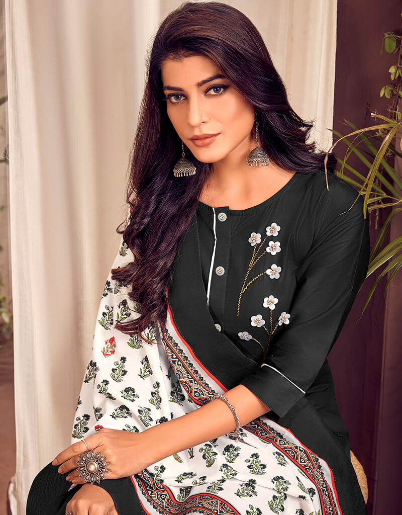 Black Heavy Jam Cotton Pant Suit for Women - Comfortable and Stylish Lounge Wear for Home, Office & Casual Outings