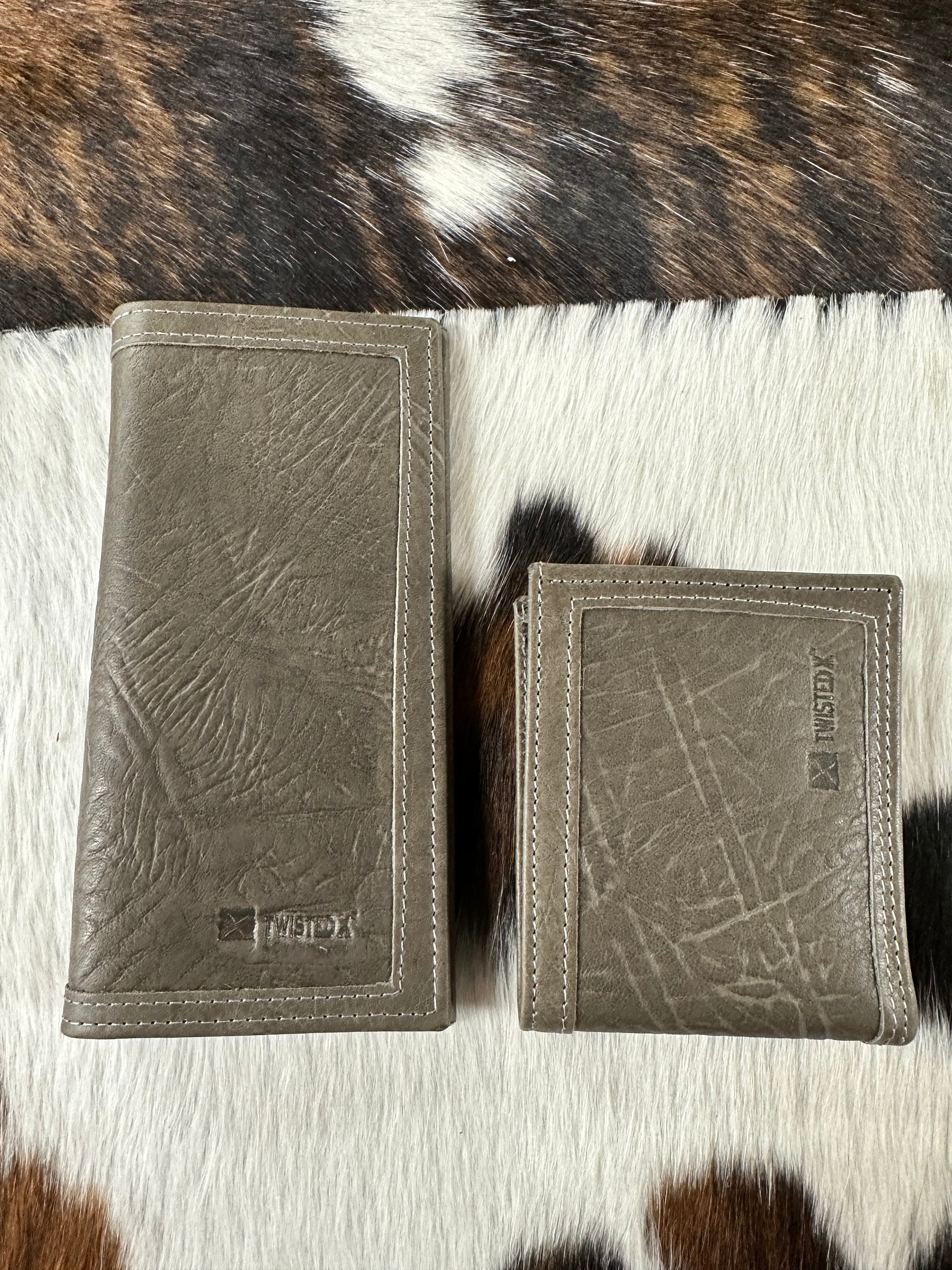 Twisted X Grey Elephant Print Genuine Leather Wallet for Men - Stylish RFID Blocking Bifold Wallet for Everyday Use & Travel