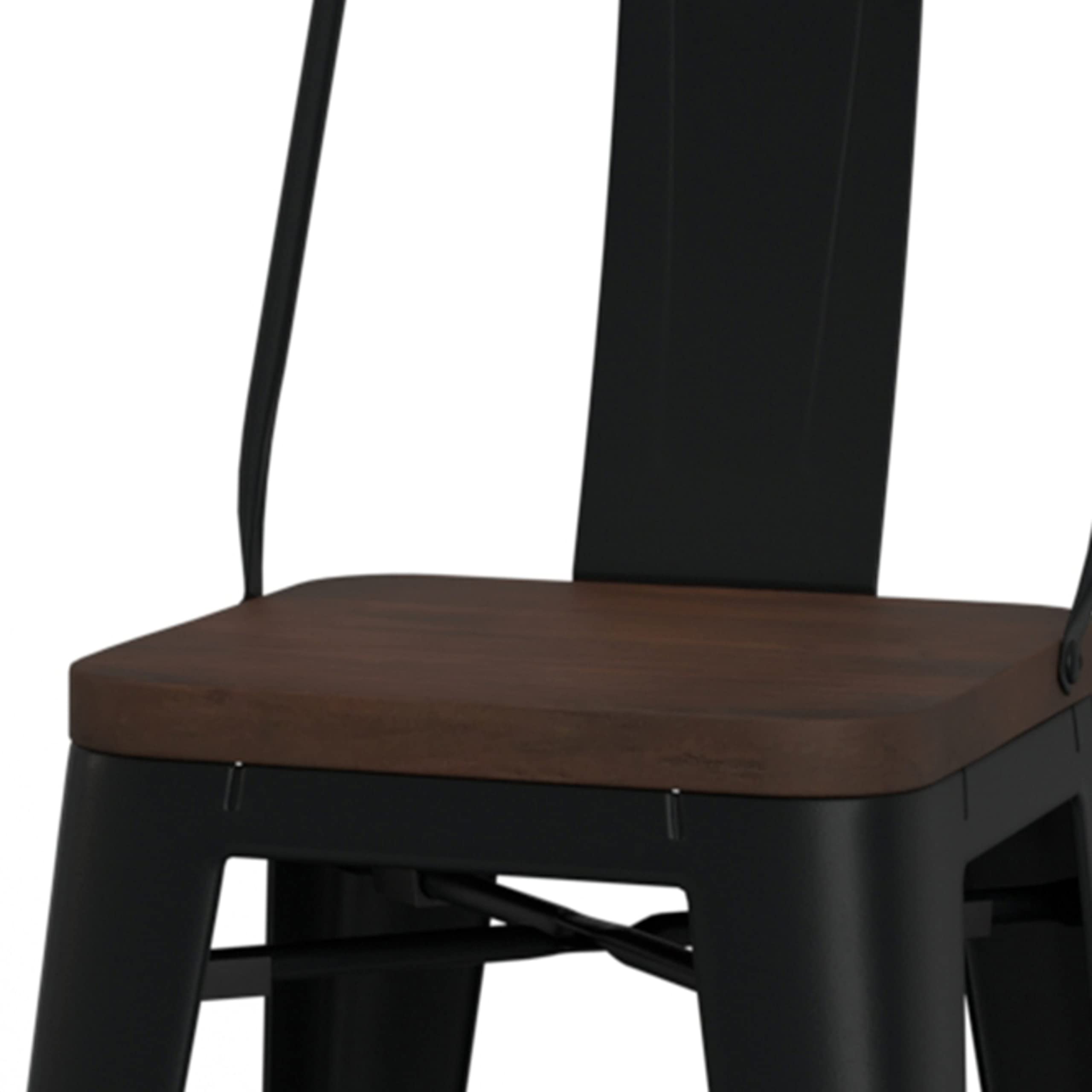 SIMPLIHOME Rayne Industrial Metal 24 Inch Counter Height Bar Stools (Set of 2) - Black Metal & Wood Stools for Kitchen Island, Breakfast Nook & Dining Room - Modern Farmhouse & Industrial Style Bar Stools