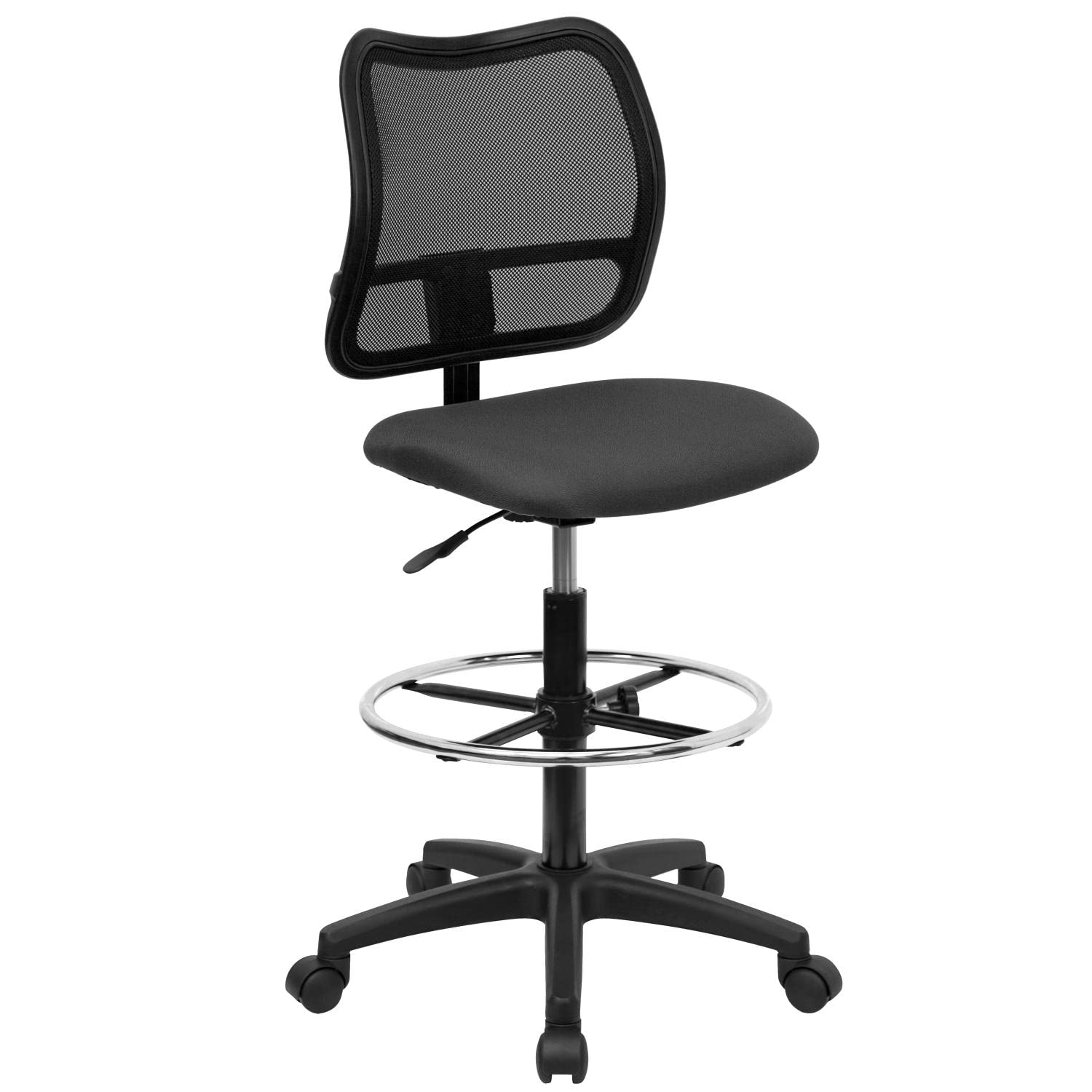 Flash Furniture Mid-Back Gray Mesh Drafting Chair - Ergonomic Office Chair with Adjustable Height & Lumbar Support for Architects, Artists & Home Office Use