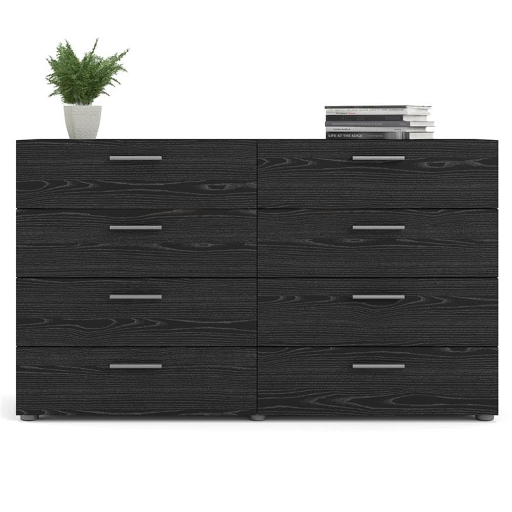 Home Square 2-Piece Bedroom Set - 8-Drawer Dresser & Nightstand in Black Woodgrain - Perfect for Master Bedroom, Guest Room, or Apartment Furniture