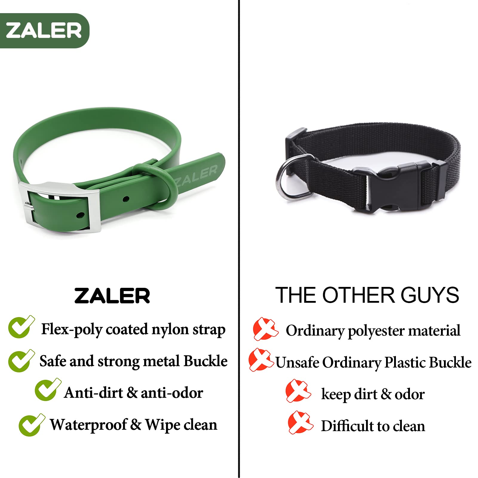 Waterproof Dog Collar - Adjustable Odor Proof Pet Collar for Large Medium Small Dogs - Soft Comfortable Easy Clean Dog Accessories (Spruce Green, XL 18.3-24.2 Inch) - Perfect for Outdoor Adventures, Swimming & Daily Walks