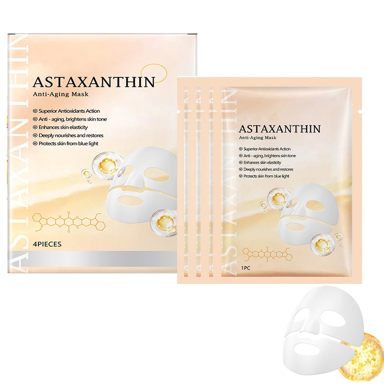 Astaxanthin Face Mask for Women - Hydrating Overnight Mask with Pore Minimizing & Elasticity Improvement | Skincare Treatment for Dry Skin & Anti-Aging | Perfect for Nighttime Routine & Spa Days