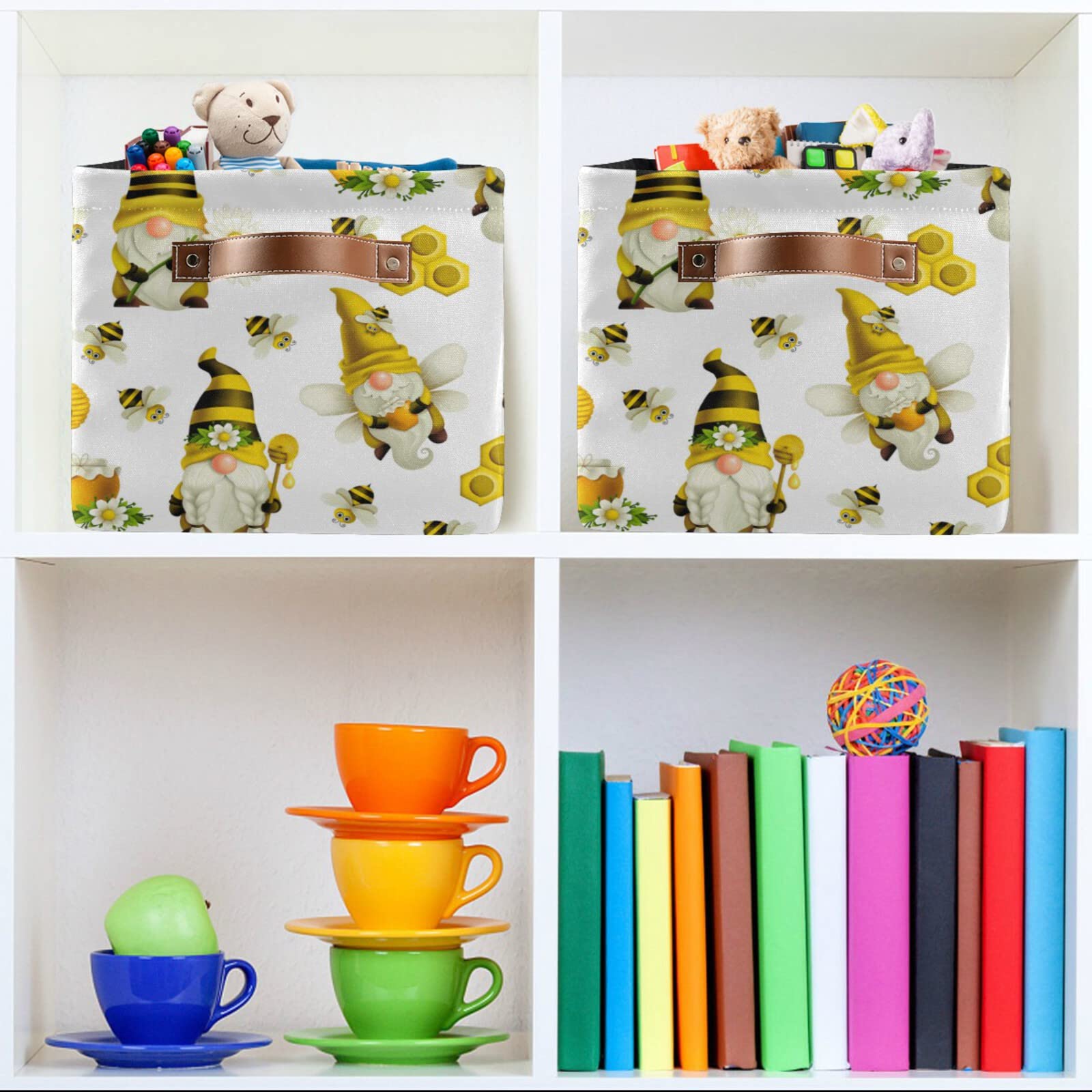 Dwarf Bee Storage Basket - Large Fabric Storage Bin with Handles, Collapsible Closet Organizer for Clothes, Toys & Nursery - Perfect for Bedroom, Nursery & Closet Organization