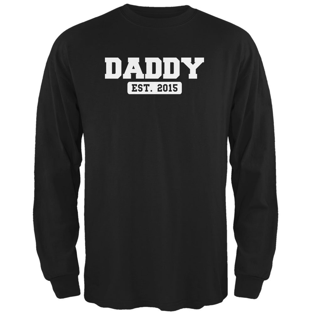 Old Glory Daddy Est. 2015 Black Adult Long Sleeve T-Shirt - Patriotic American Flag Graphic Tee for Men, Comfortable Casual Wear for Everyday, Work, and Outdoor Activities