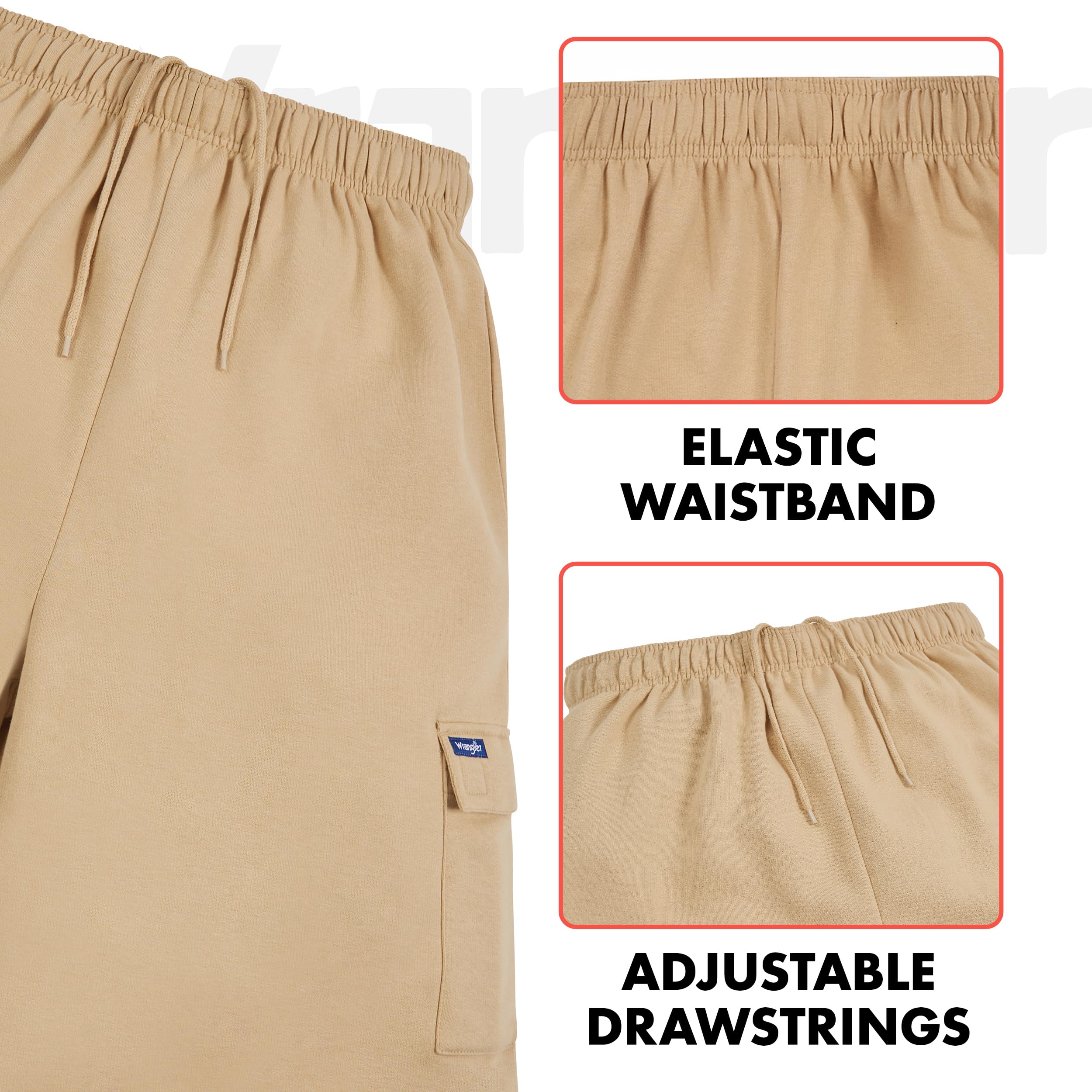 Wrangler Big & Tall Men's Fleece Cargo Sweat Shorts - Heavyweight Casual Lounge Shorts with Drawstring & 10
