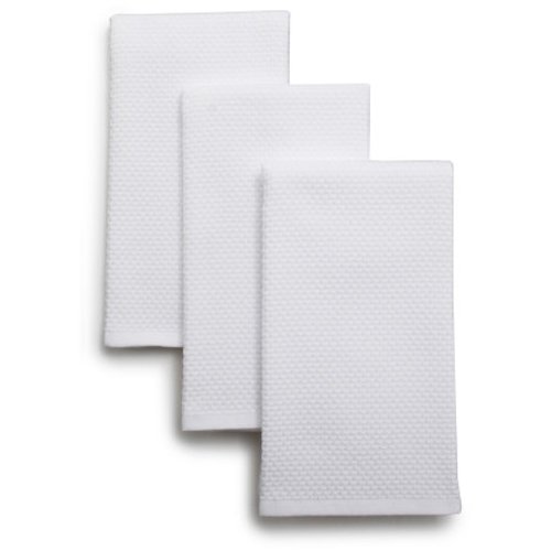 Dual-Sided Kitchen Towels Set of 3 - White for Cooking & Cleaning