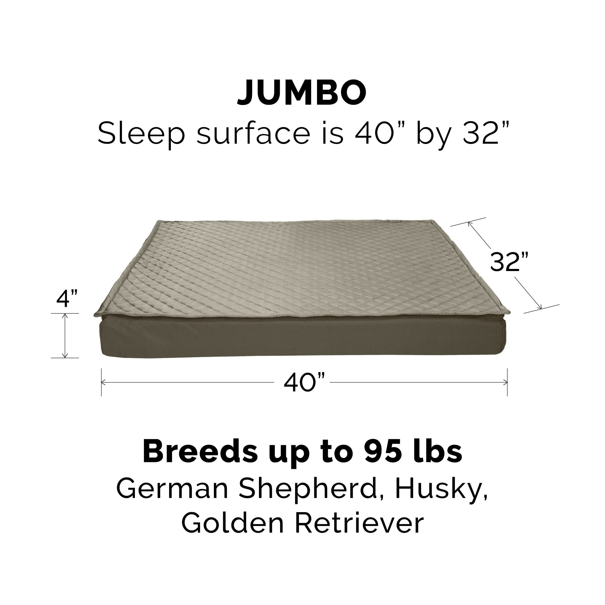 Furhaven Water-Resistant Replacement Dog Bed Cover - Washable Quilt Top Convertible Mattress for Indoor & Outdoor Use - Dark Sage, Jumbo (X-Large) - Perfect for Large Dogs in Living Rooms, Bedrooms or Patios