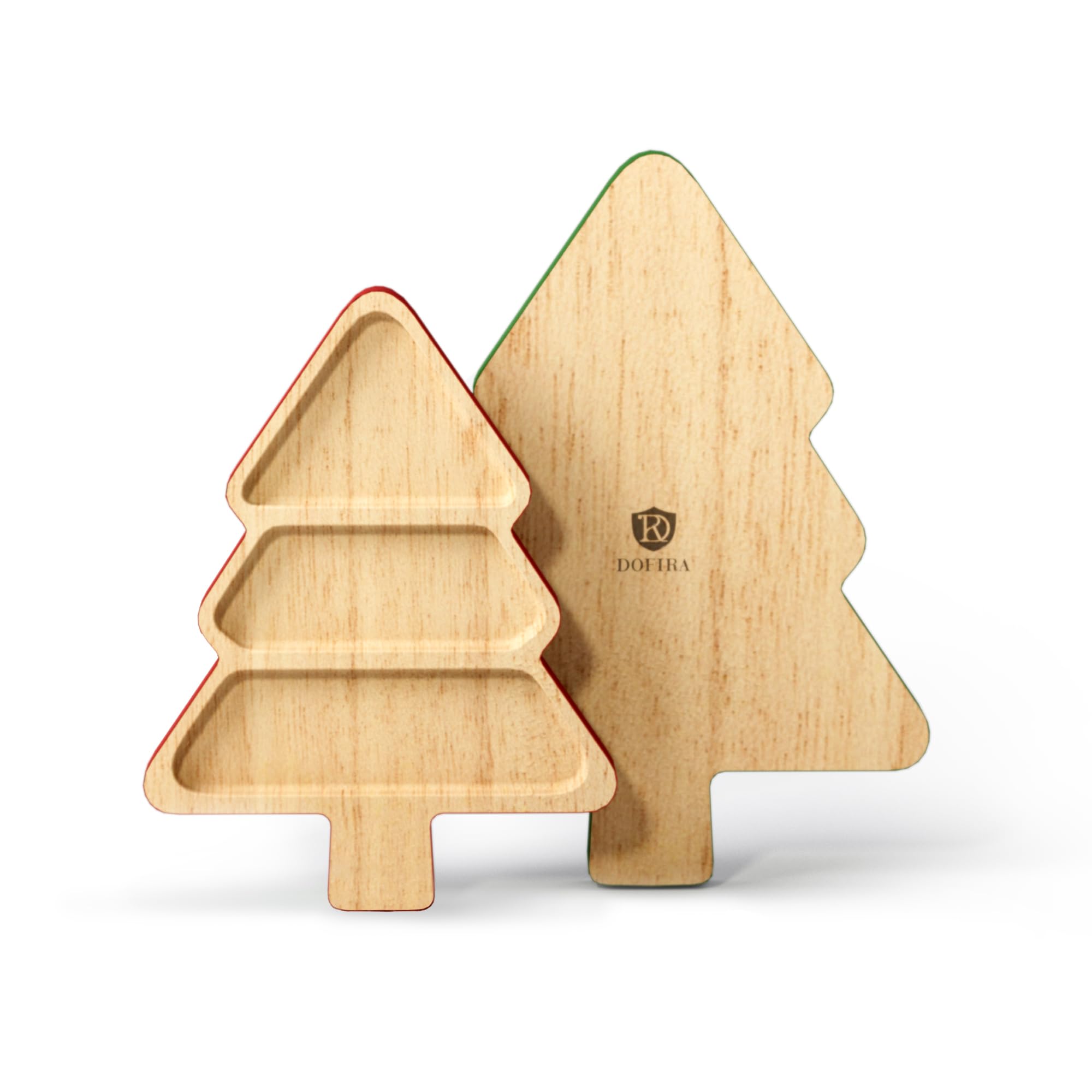 2-Piece Wooden Christmas Tree Shaped Serving Platter Set - Charcuterie Board for Cheese, Snacks & Desserts | Holiday Appetizer Tray with Gift Box - Perfect for Christmas Parties, Family Gatherings & Festive Entertaining