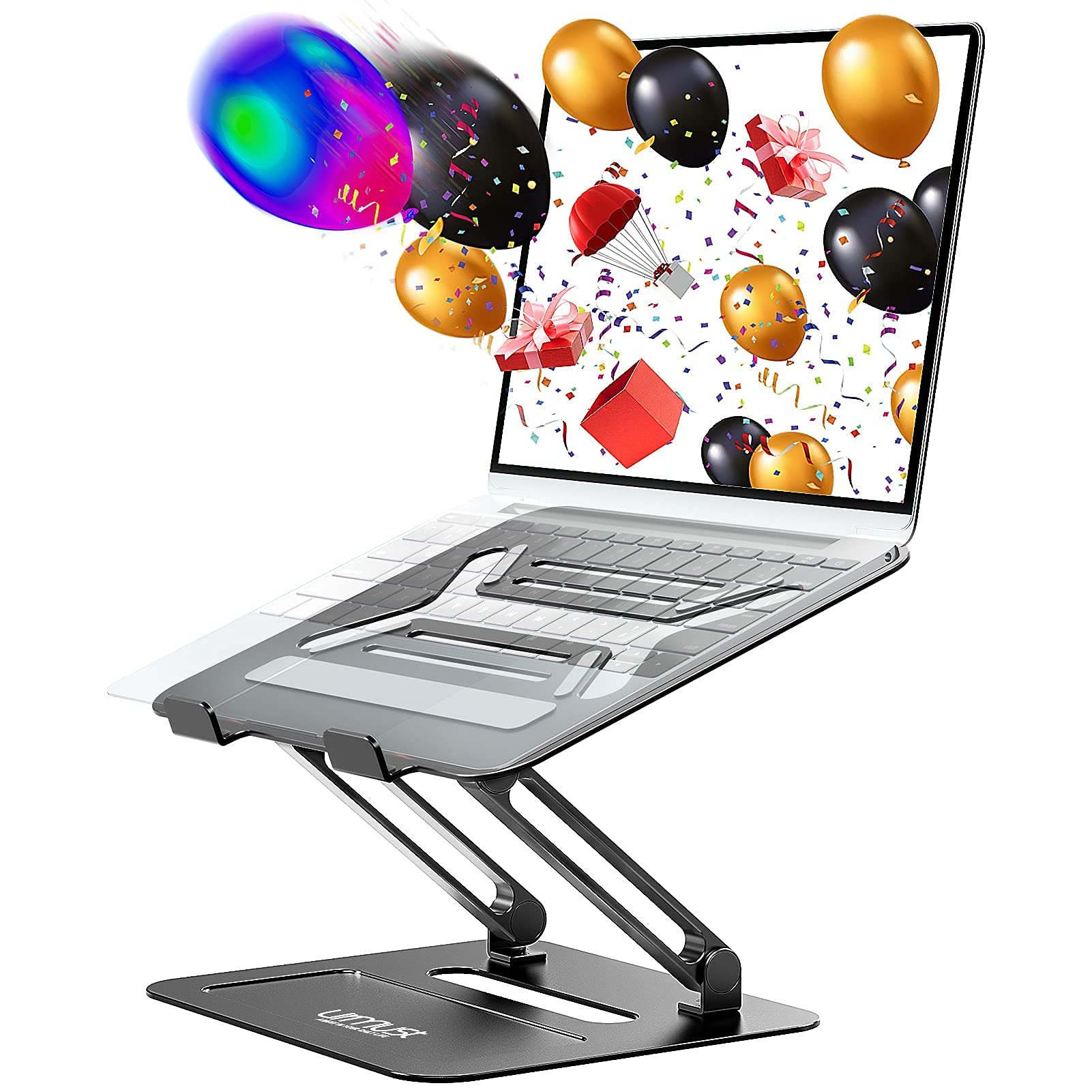 Premium Adjustable Laptop Stand for Desk - Black & Rose Gold 2-Pack Set | Ergonomic Computer Riser for Home Office, Gaming & Workspace Setup