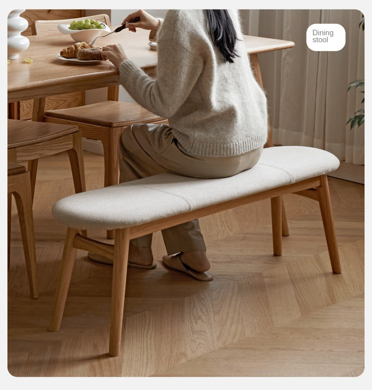 Solid Oak Wood Bench with Soft Cushion - Durable & Comfortable Seating for Living Room, Bedroom, or Entryway