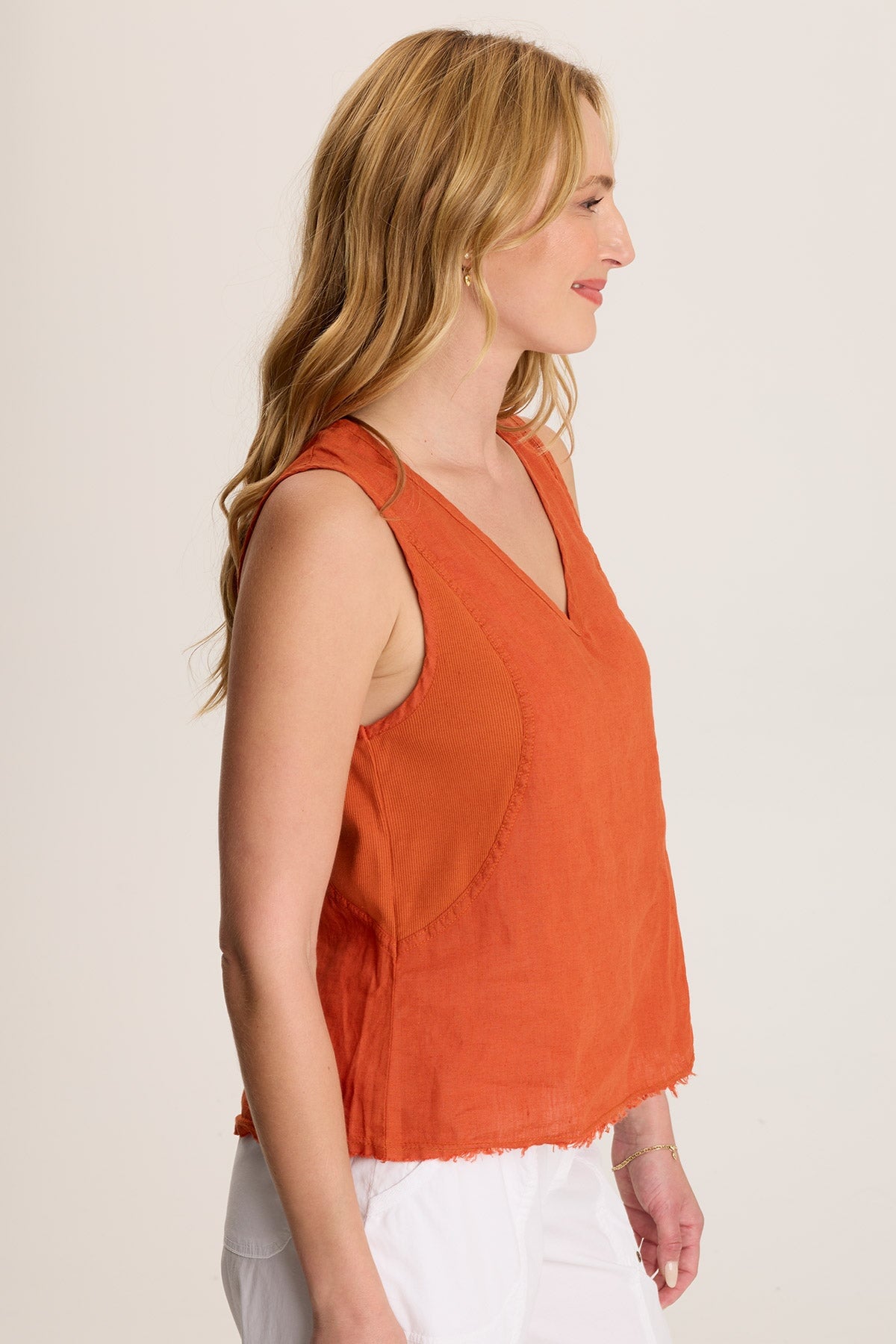 Estine Women's Linen V-Neck Tank Top - Soft Breathable Summer Casual Shirt for Beach, Travel & Everyday Wear