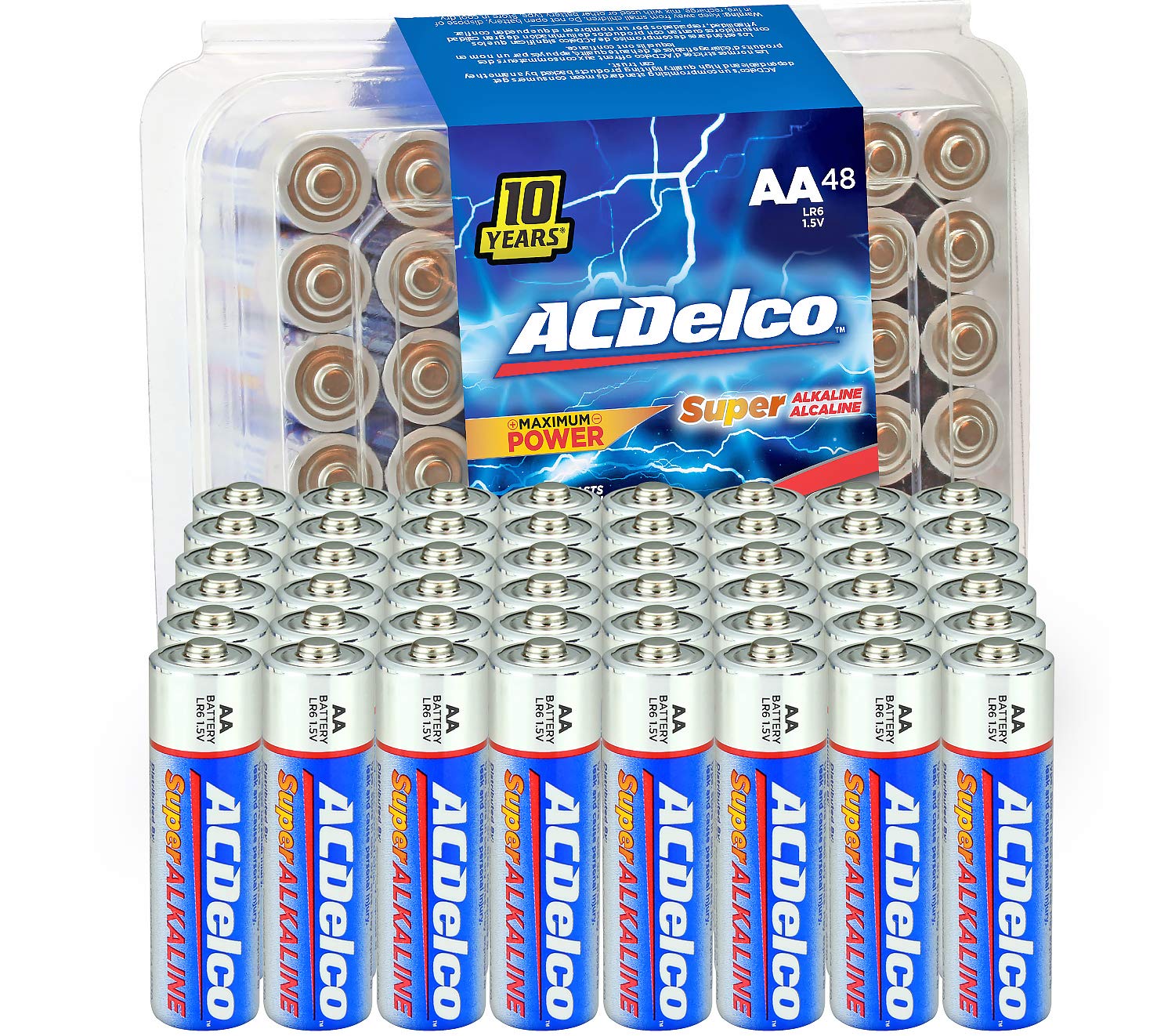 ACDelco 100-Count AAA Batteries & 8-Count AA Batteries - Super Alkaline Maximum Power with 10-Year Shelf Life | Recloseable Packaging for Home, Office, Electronics & Emergency Use