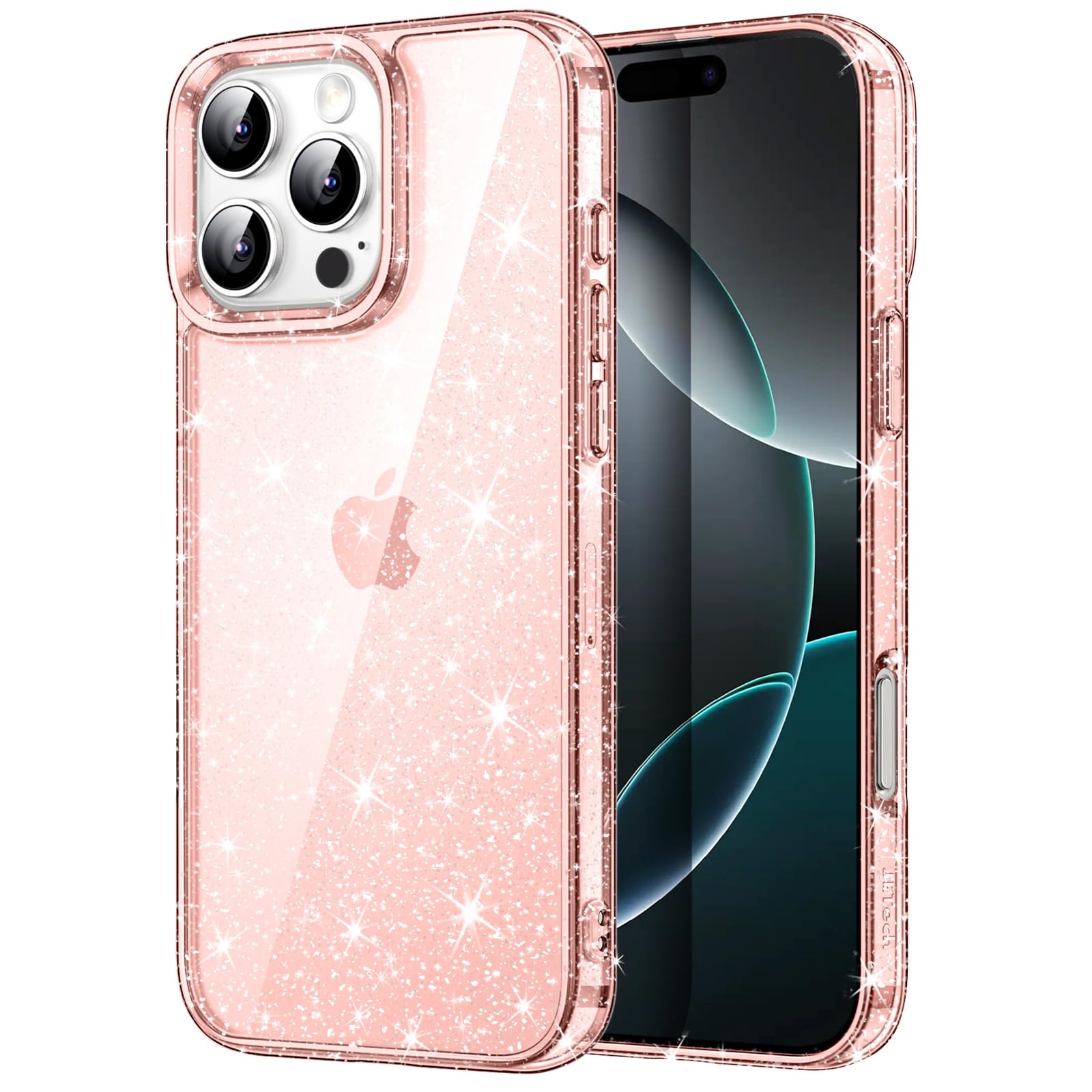 JETech Glitter Case for iPhone 16 Pro Max 6.9-Inch | Sparkle Bling Shockproof Bumper Cover | Cute Protective Phone Case for Women & Girls (Pink) | Perfect for Parties, Daily Use & Gift Giving