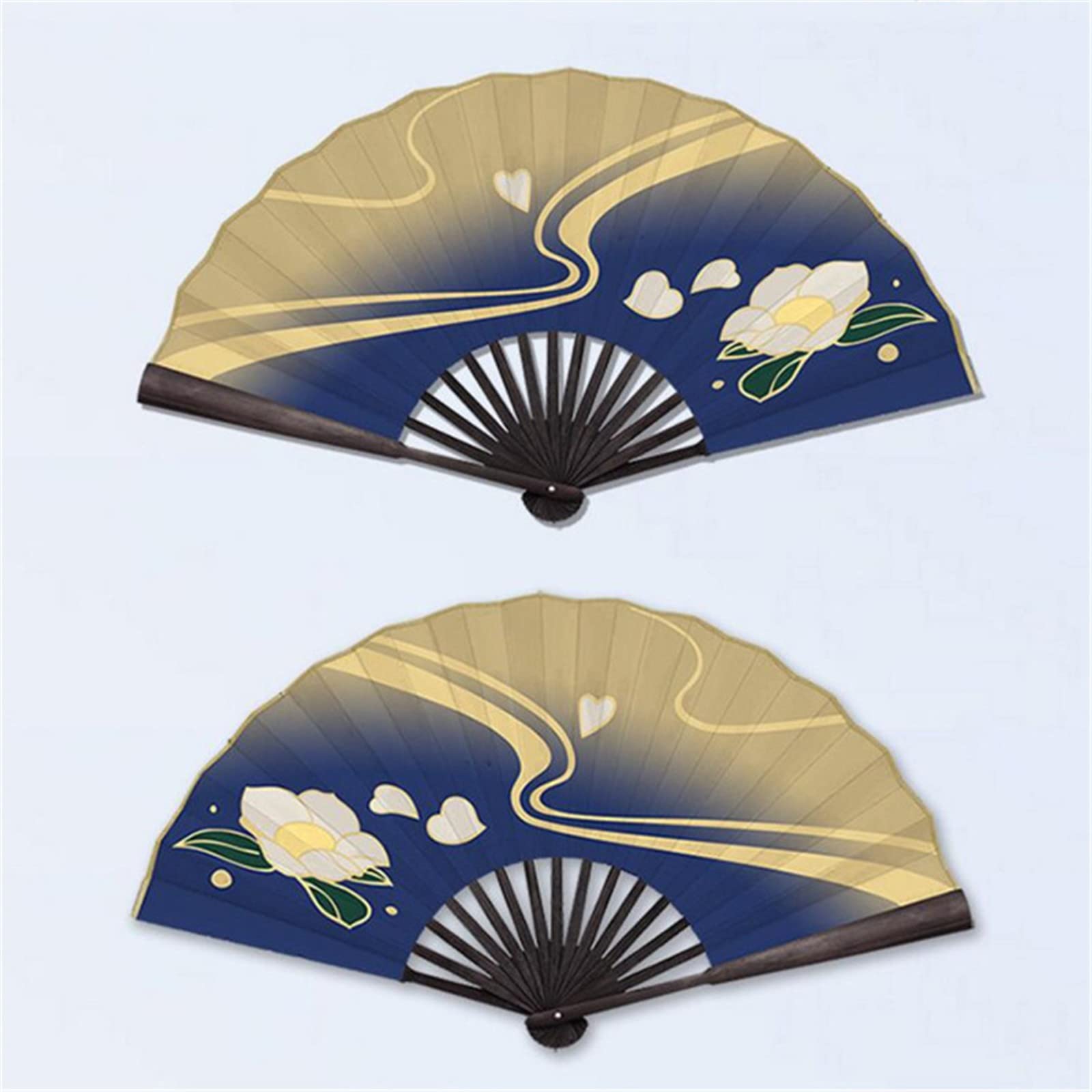 AwwwCos Kamisato Ayaka Folding Fan - Double-Sided Cloth Hand Fan for Cosplay, Anime Convention, Genshin Impact Costume Accessory - Perfect for Themed Parties, Photo Shoots & Japanese Culture Events