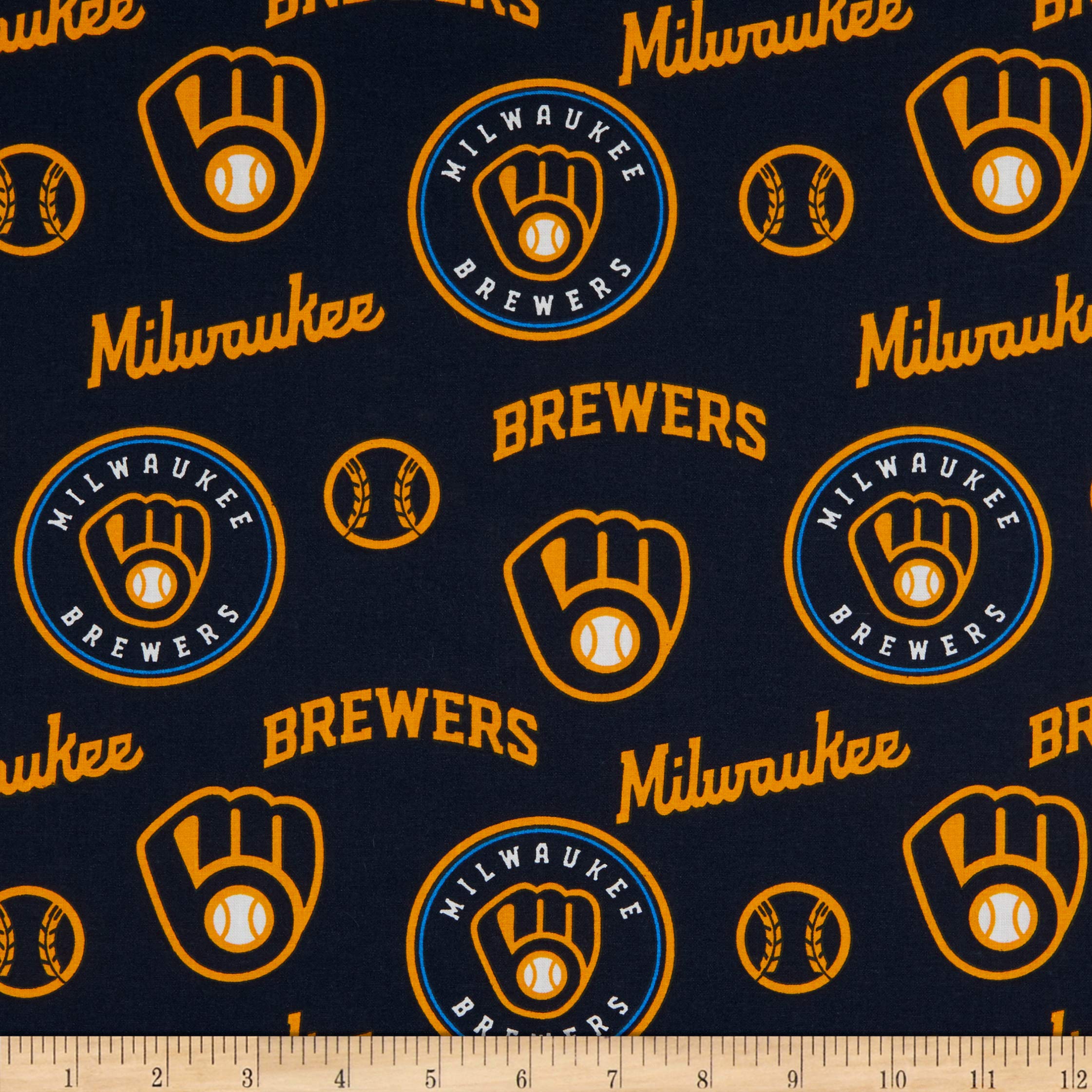 Premium MLB Cotton Broadcloth Fabric - Milwaukee Brewers Team Design for Quilting & Sewing Projects (Sold by the Yard) | Perfect for DIY Blankets, Apparel & Home Decor