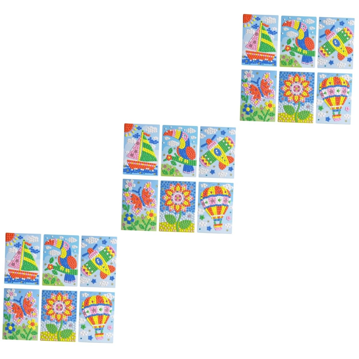 SAFIGLE 18-Piece Mosaic Sticker Art Kit for Kids - DIY Crafting Supplies, Handmade Stickers, Airplane Sticky Paper - Perfect for Creative Play, Birthday Gifts & Classroom Art Projects