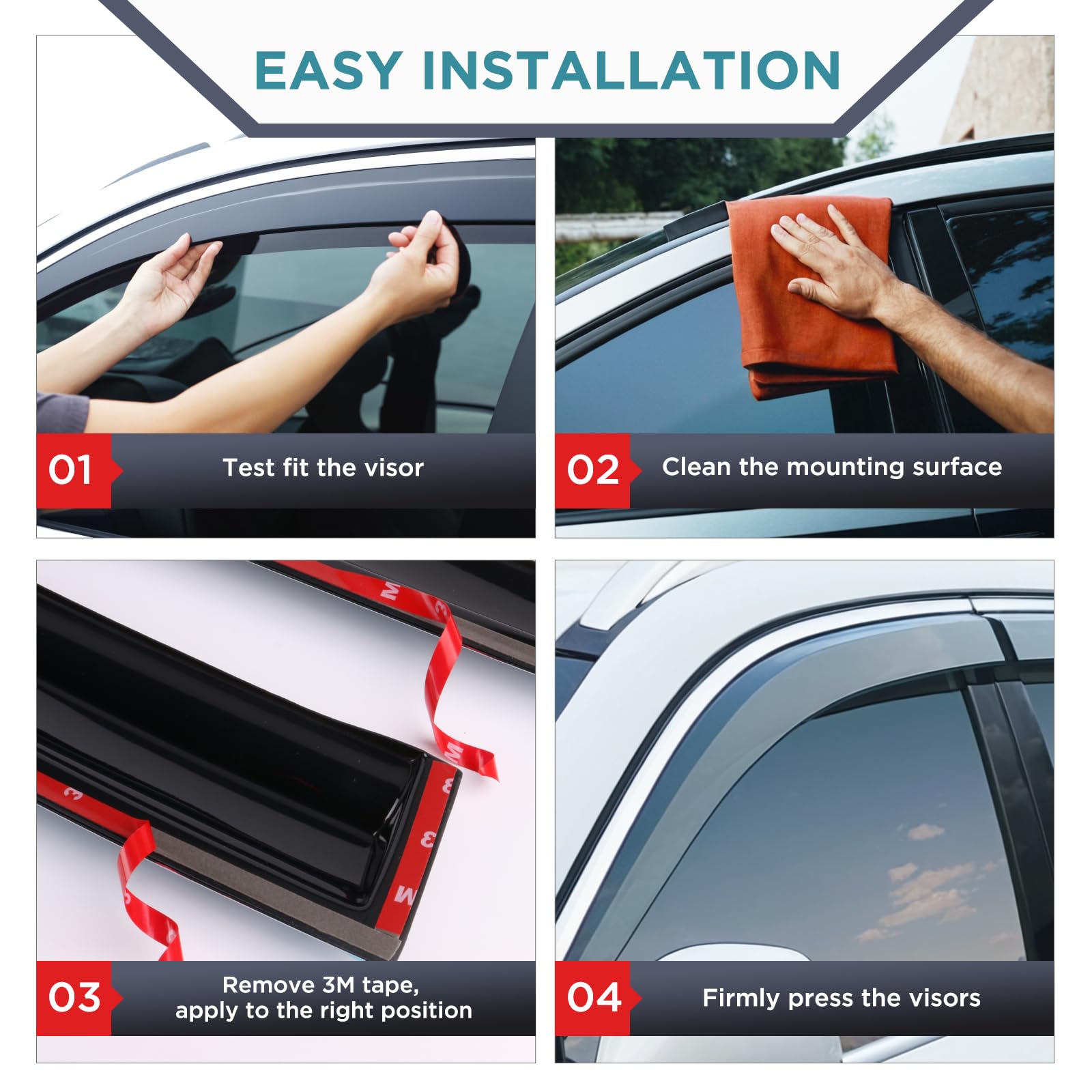 2000-2005 Chevy Impala Window Visors - Tape-On Side Window Deflectors, Ventshade Rain Guards for Cars & Trucks | Reduce Wind Noise & Block Rain While Driving