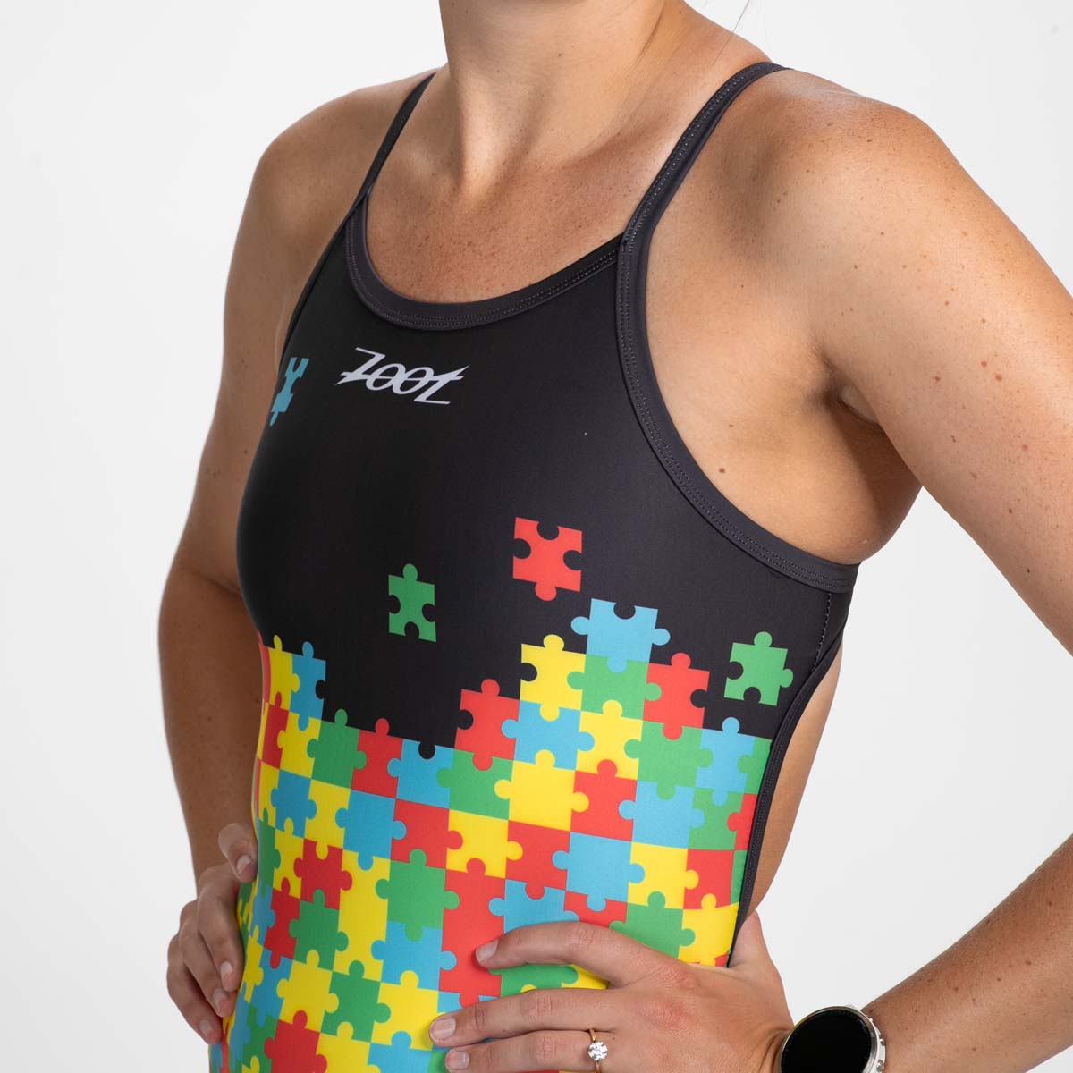 Women's Autism Awareness Swimsuit - Puzzle Print One Piece Bathing Suit for Women | Perfect for Beach, Pool, and Summer Vacations