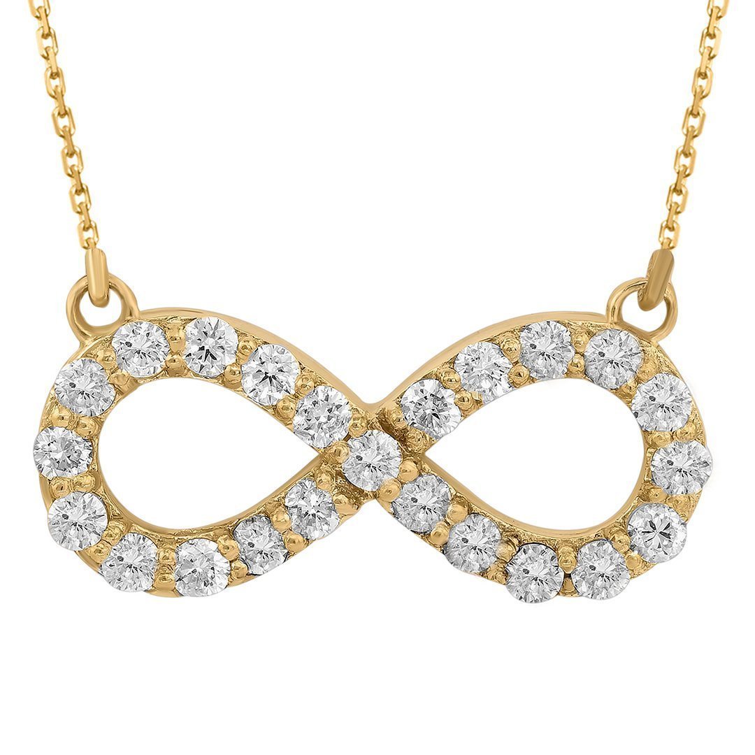 14K Yellow Gold Diamond Infinity Necklace - 0.37 Carat Genuine Diamond Pendant for Women - Perfect for Anniversary, Valentine's Day & Special Occasion Gifts