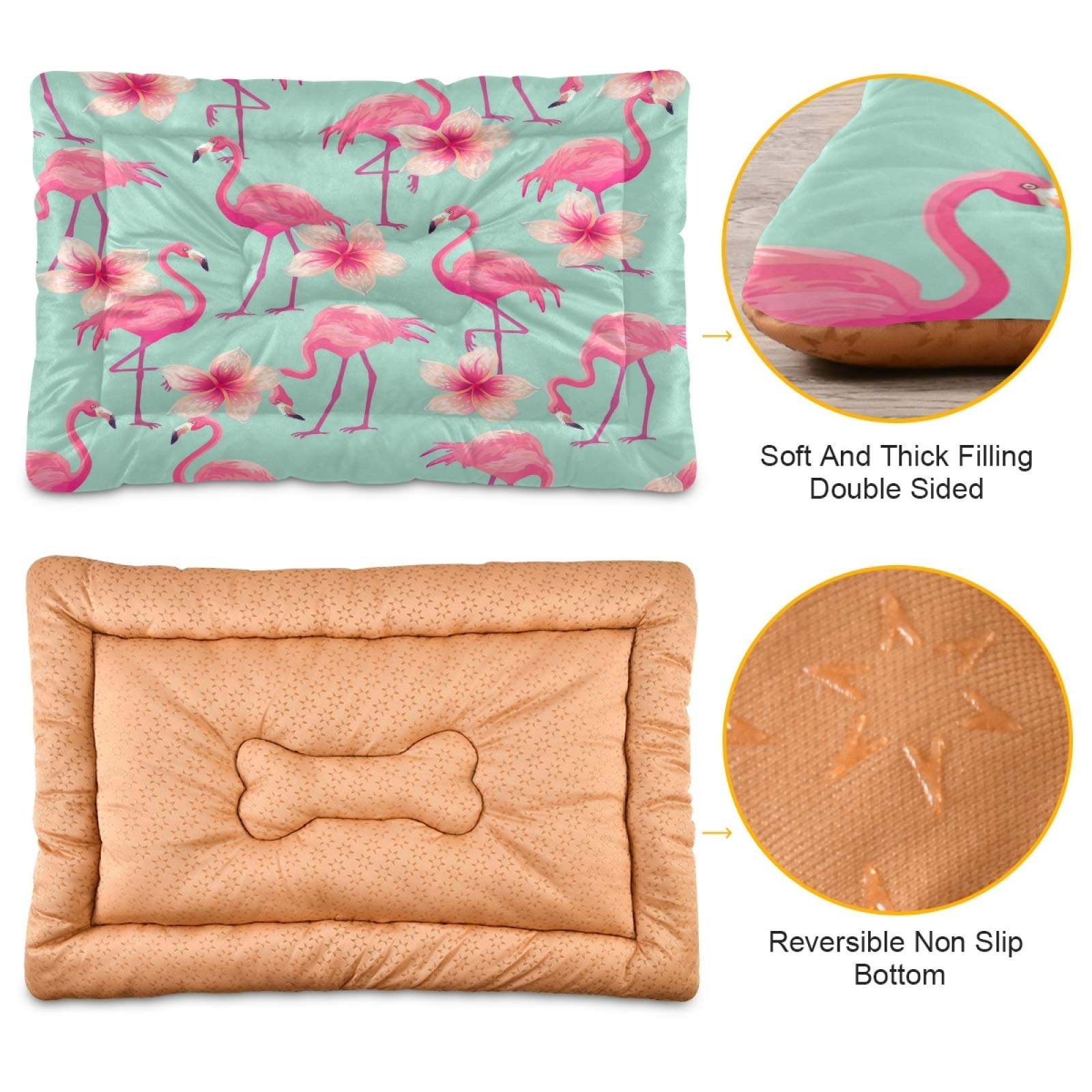 Pink Flamingo Dog Bed for Small & Medium Dogs - Ultra Soft Rectangle Pet Bed with Calming Design, 24x18 Inch - Perfect for Indoor Use in Living Room or Bedroom