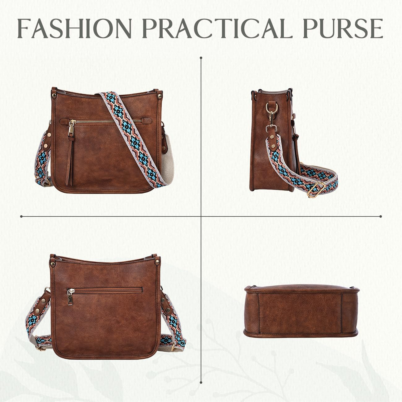 VASCHY Vegan Leather Crossbody Bag for Women - Stylish Hobo Shoulder Purse with Adjustable Guitar Strap | Perfect for Work, Travel & Everyday Use